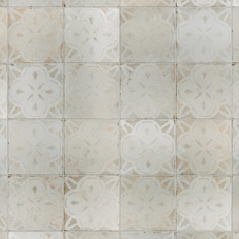 Affinity Tile FPE18KAUW Kings Aurora White 18-in x 18-in Matte Ceramic Encaustic Floor and Wall Tile (10.95-sq. ft/ Carton)