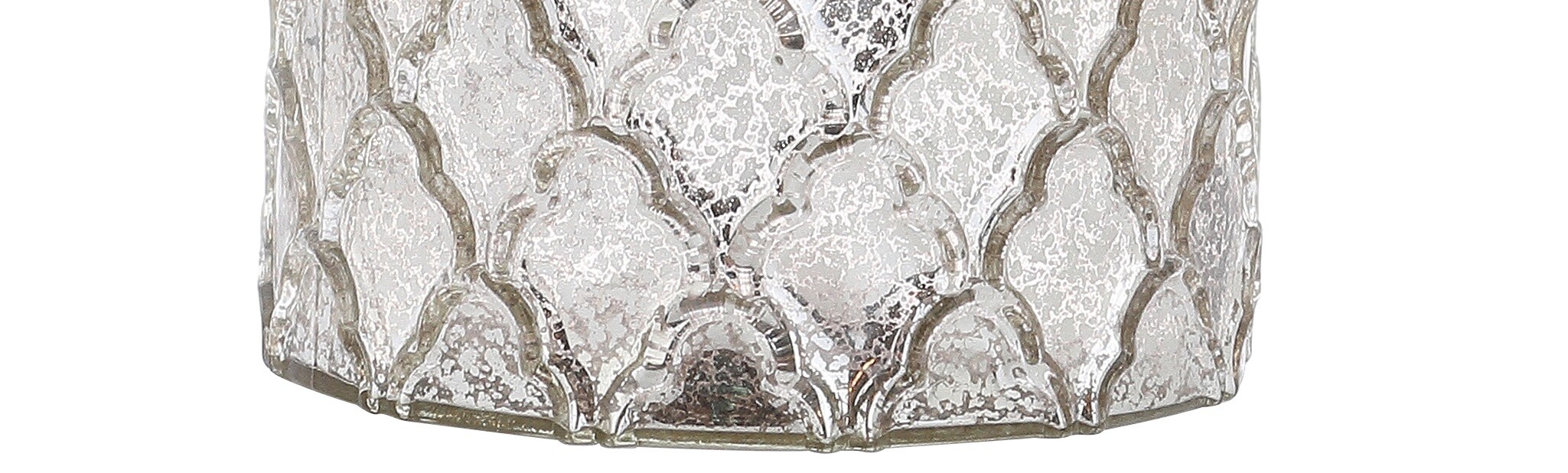 Antiqued Mercury Silver Quatrefoil Glass Table Lamp Set
