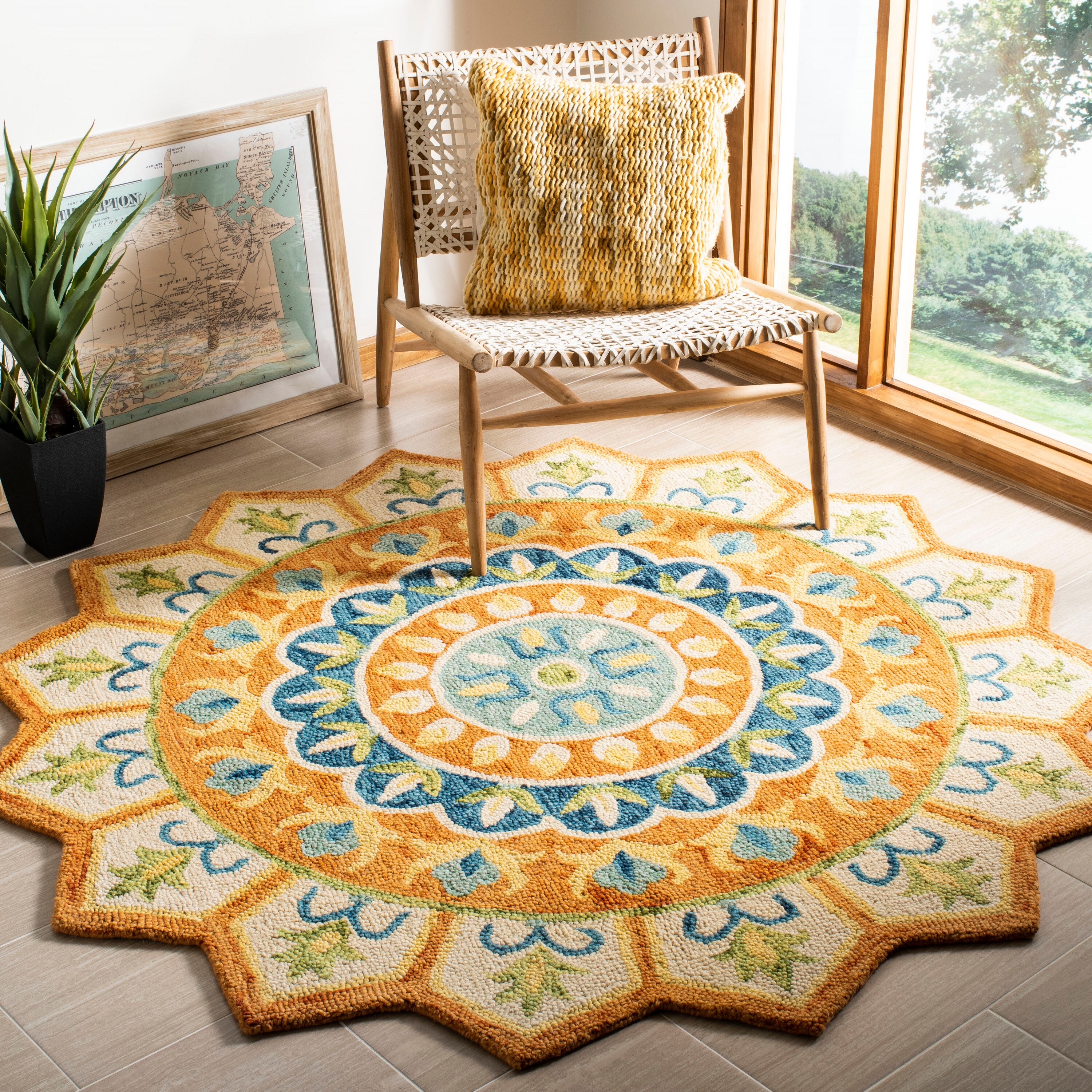 6ft Round Novelty Multi-Color Round Area Rugs for Living Room