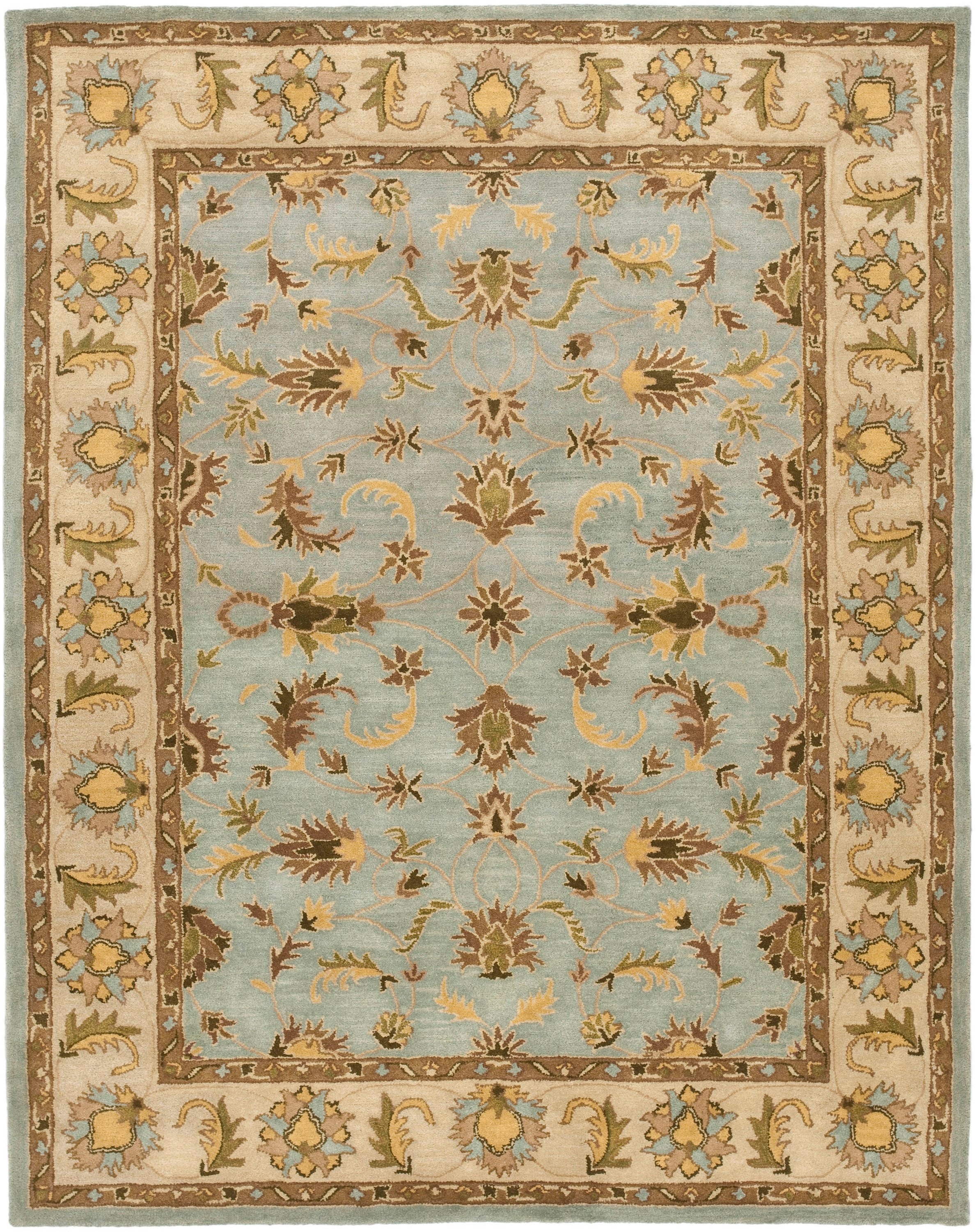 Heritage Elegance Light Blue Hand-Tufted Wool Area Rug