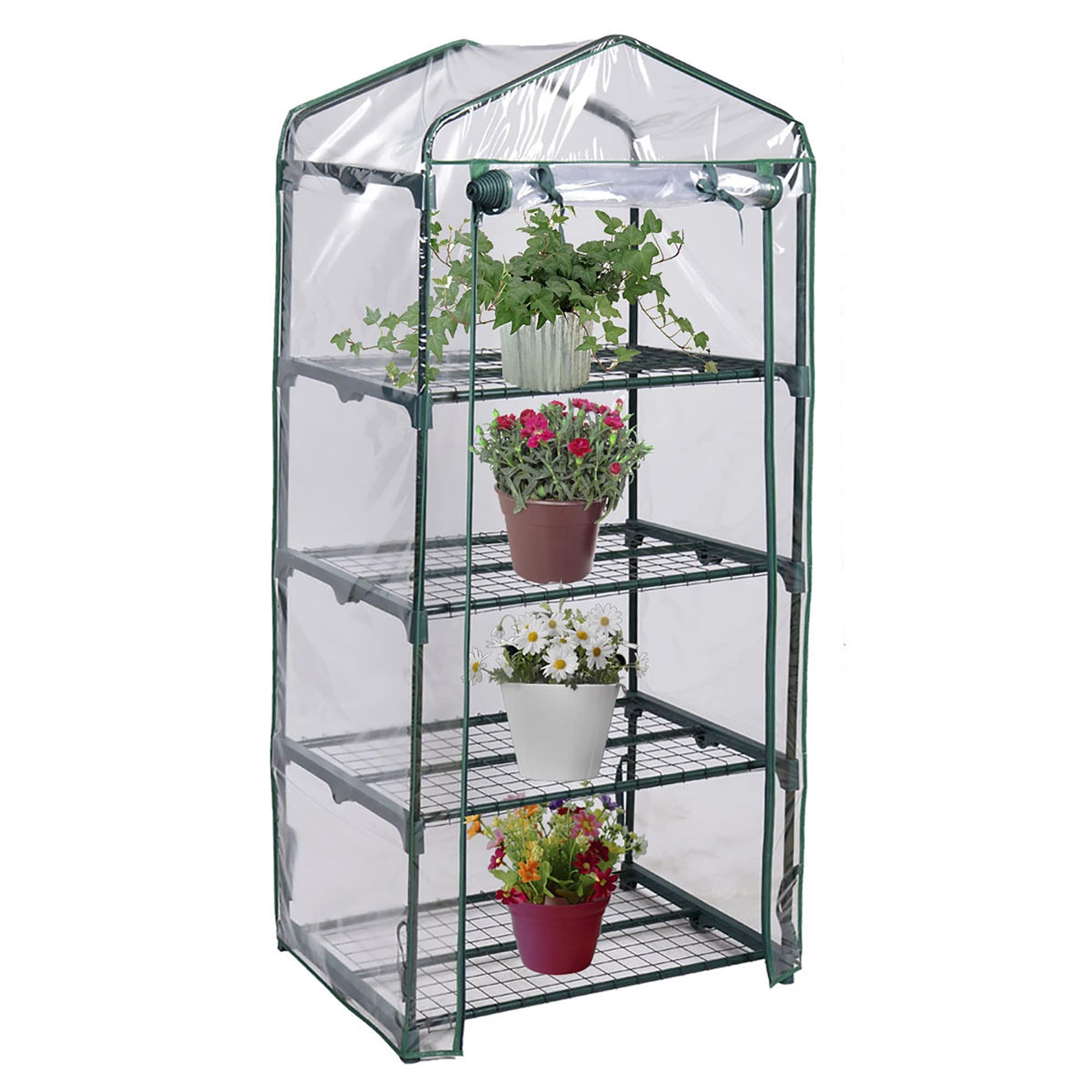 Forclover CW-Outdoor Portable Mini 4 Shelves Greenhouse 2.25-ft L x 1. ...