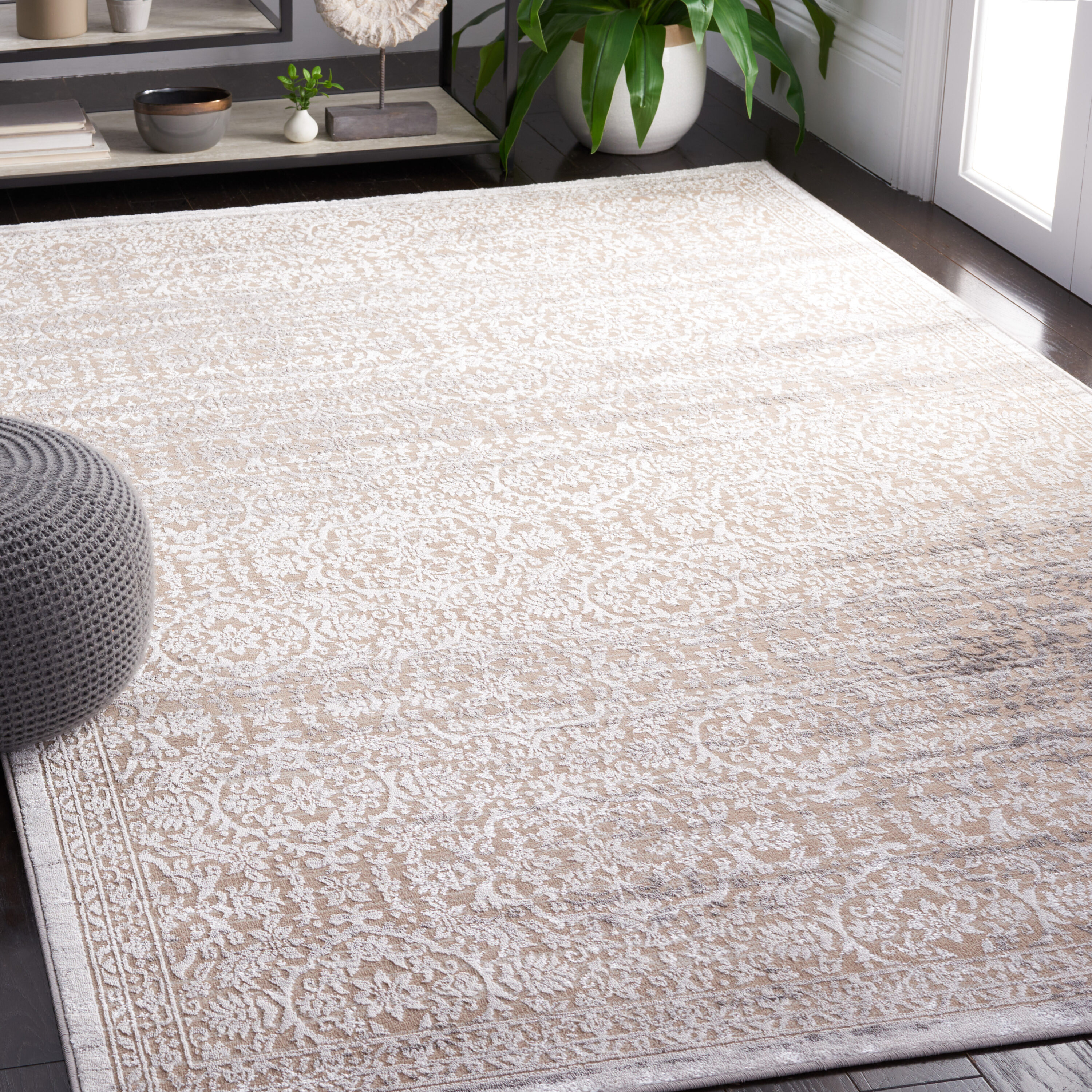 Amelia 9 x 12 (ft) Loomed Polyester/Polypropylene Beige/Ivory Rectangular Indoor Mid-Century Modern Spot Clean Only Area rug