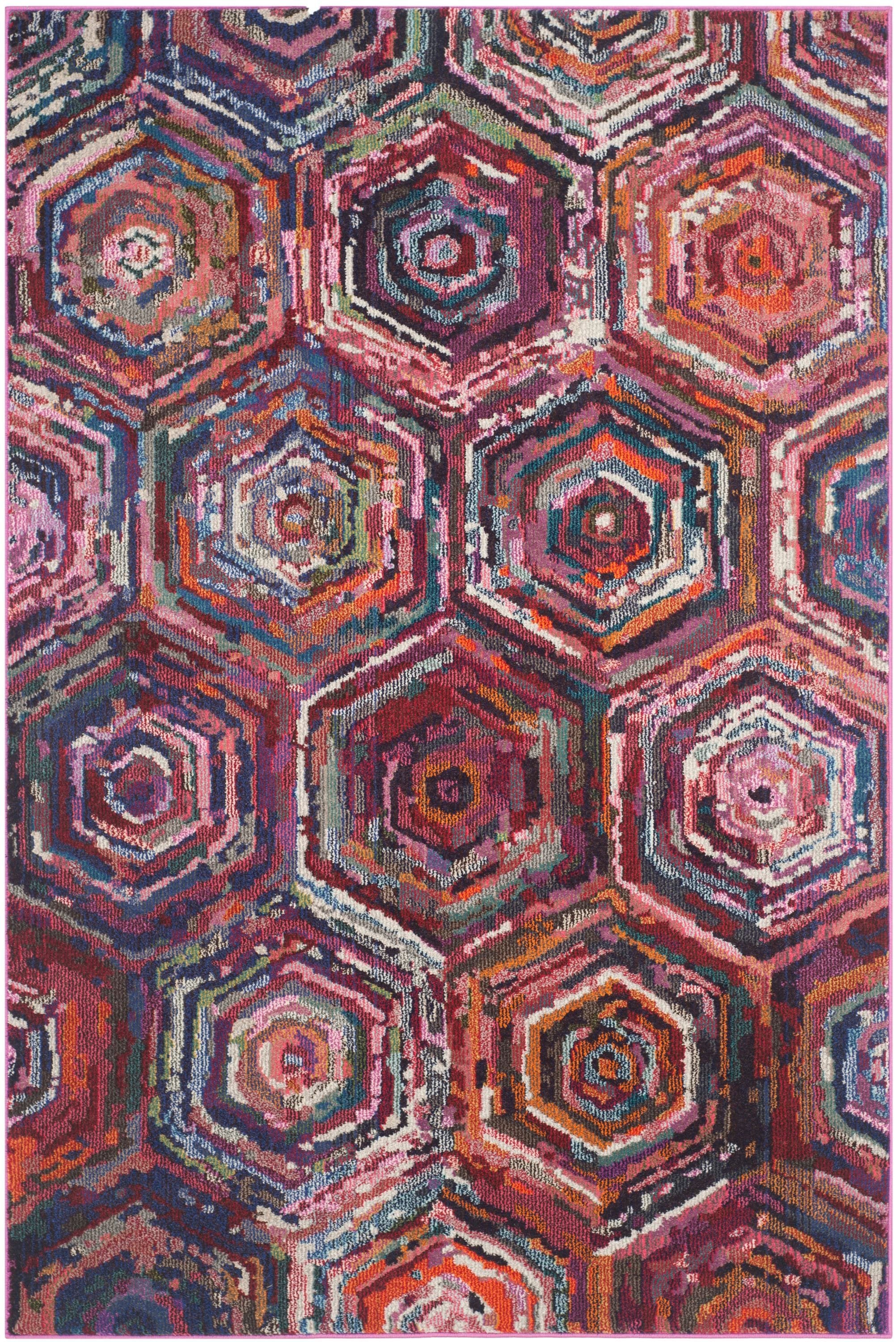Safavieh MNC224D-5 Monaco Starlight 5 x 8 (ft) Loomed Polypropylene Pink/Multi Rectangular Indoor Distressed/Overdyed Bohemian/Eclectic Area rug