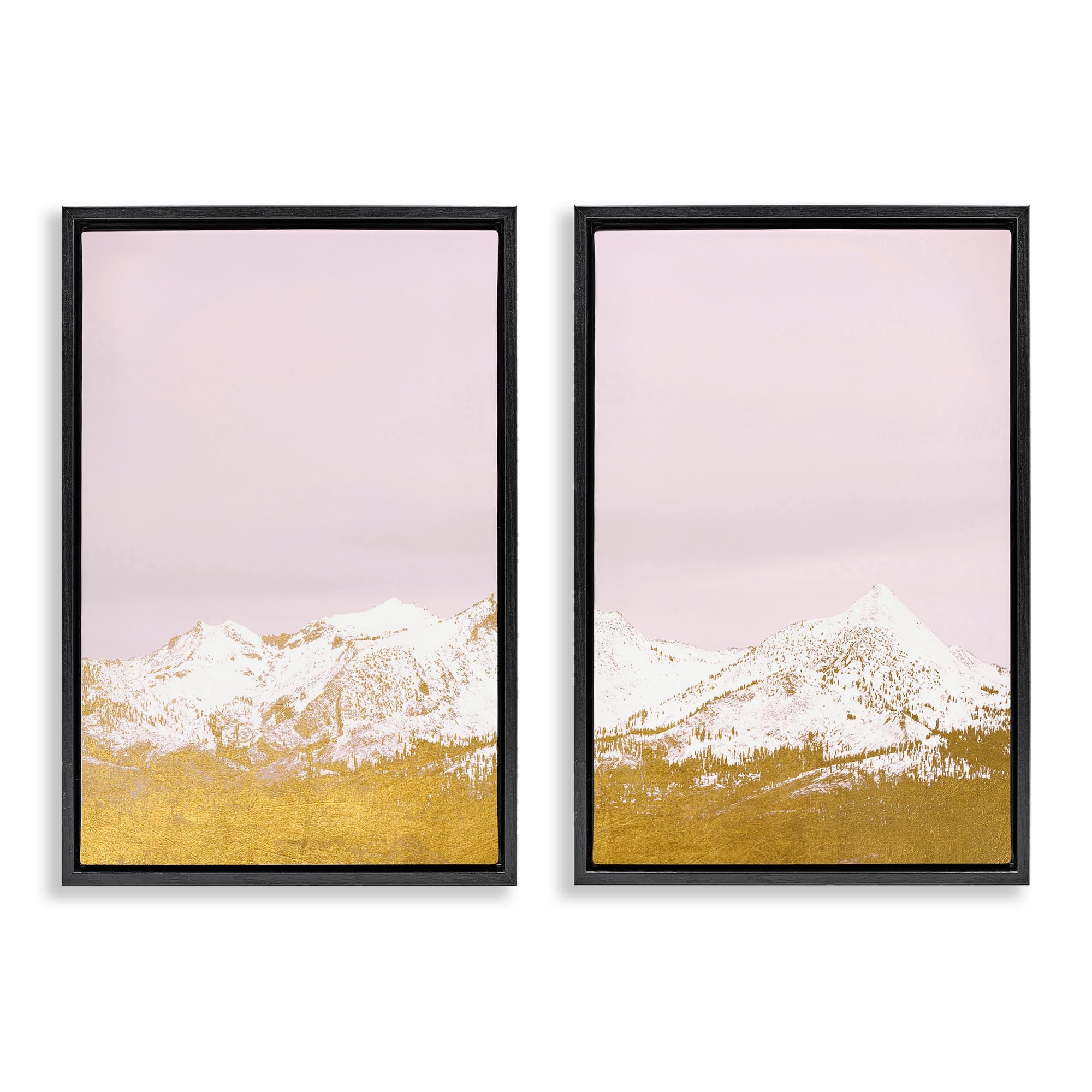 Stupell Industries B2-889-FFB-2PC-16X24 Snow Tipped Mountains on Pink 2pc Floating Frame Set design by Gemma Bardot