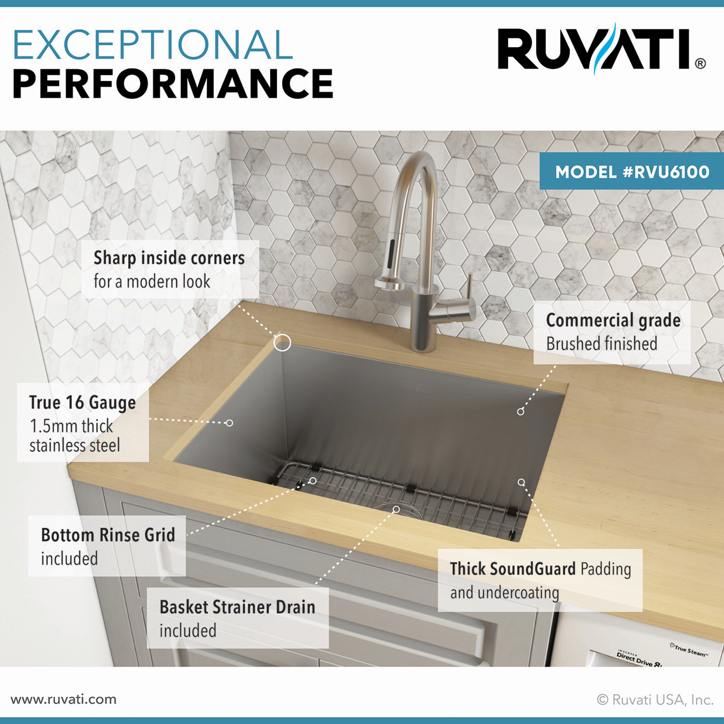 Ruvati RVU6100 Laundry-Tubs-Utility-Sinks - View #6