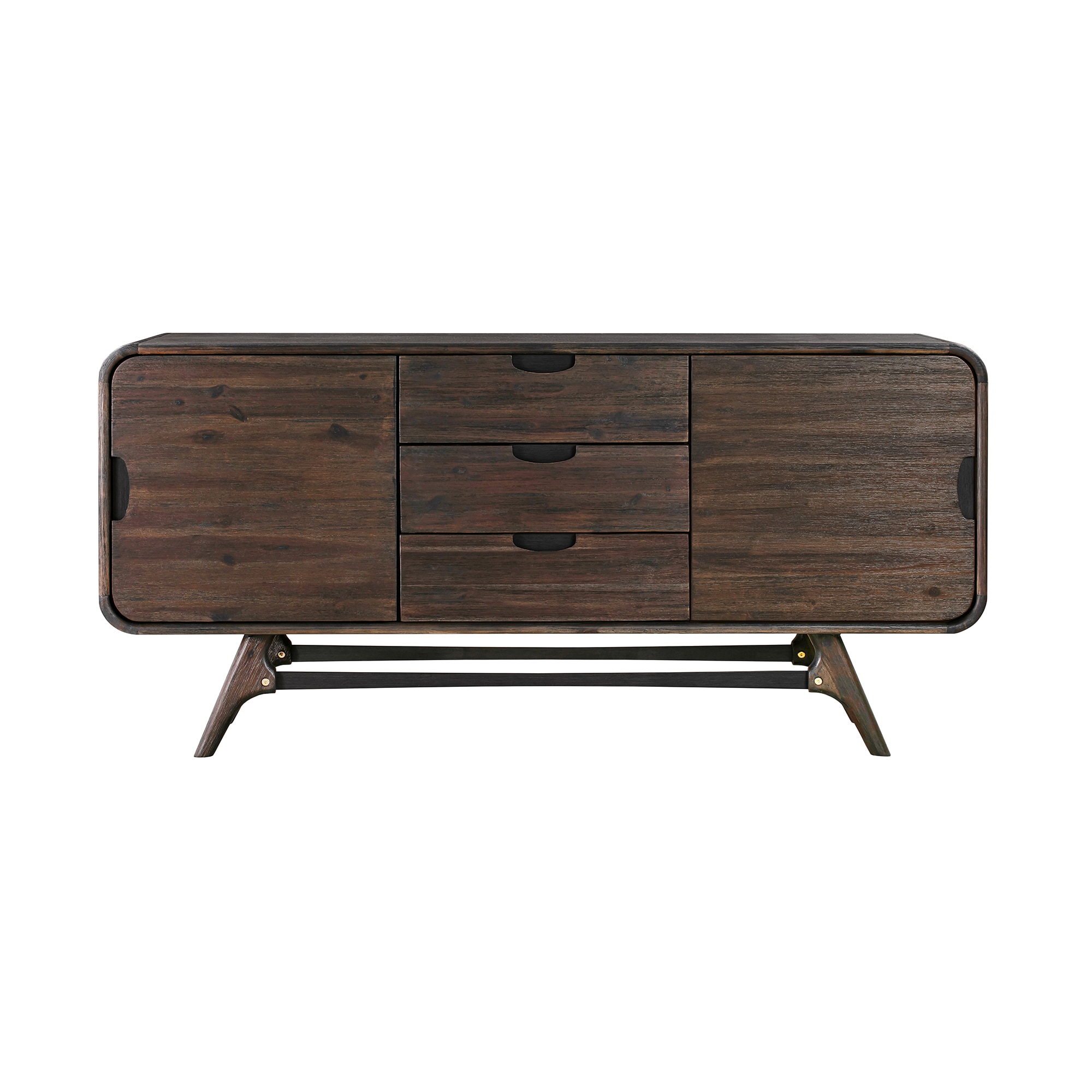 Armen Living LCKDBUBR Transitional Brown Brushed Acacia Sideboard