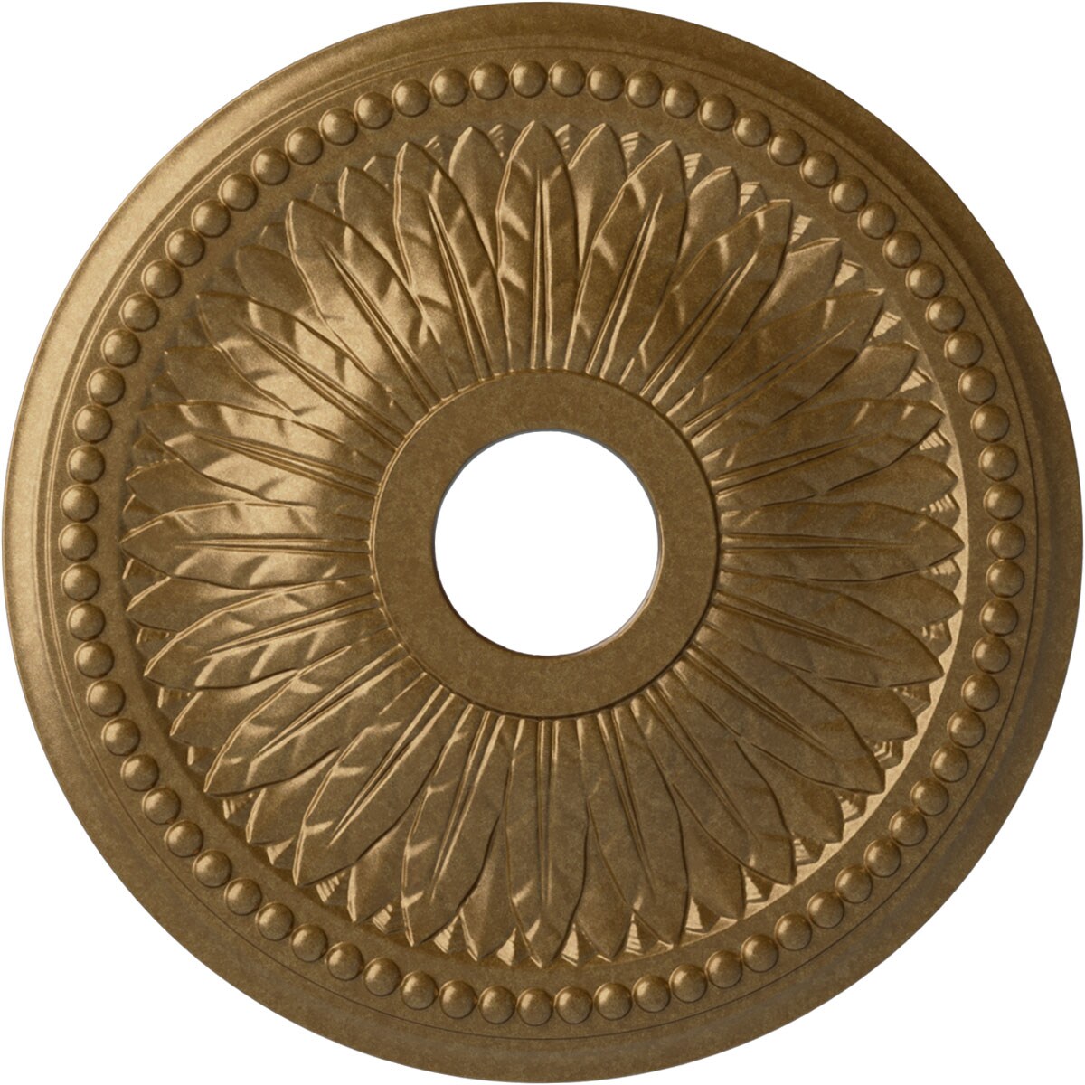 Ekena Millwork CM18BIPAS Bailey 18-in W x 18-in L Painted Pale Gold Polyurethane Whole Ceiling Medallion