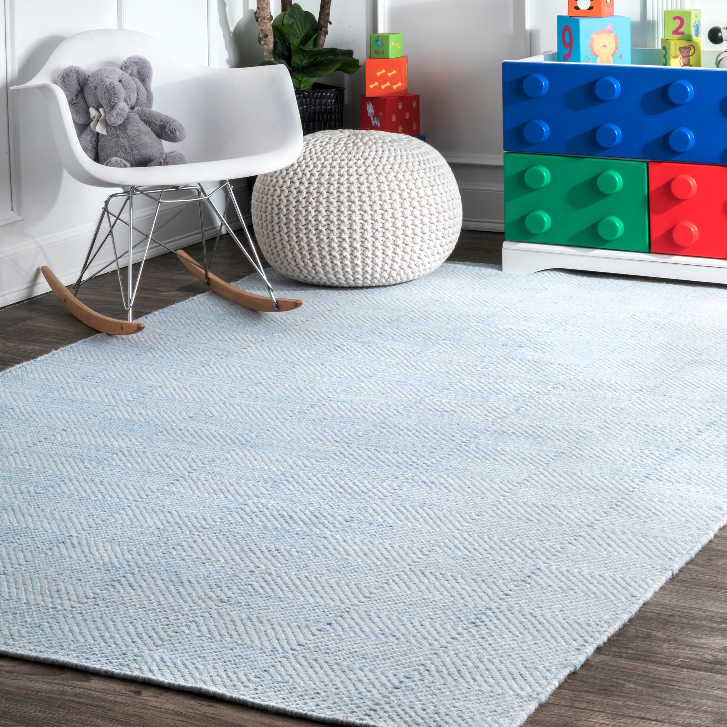 nuLOOM MTSF01F-508 5 x 8 (ft) Tufted Wool Light Blue Rectangular Indoor Solid Area rug