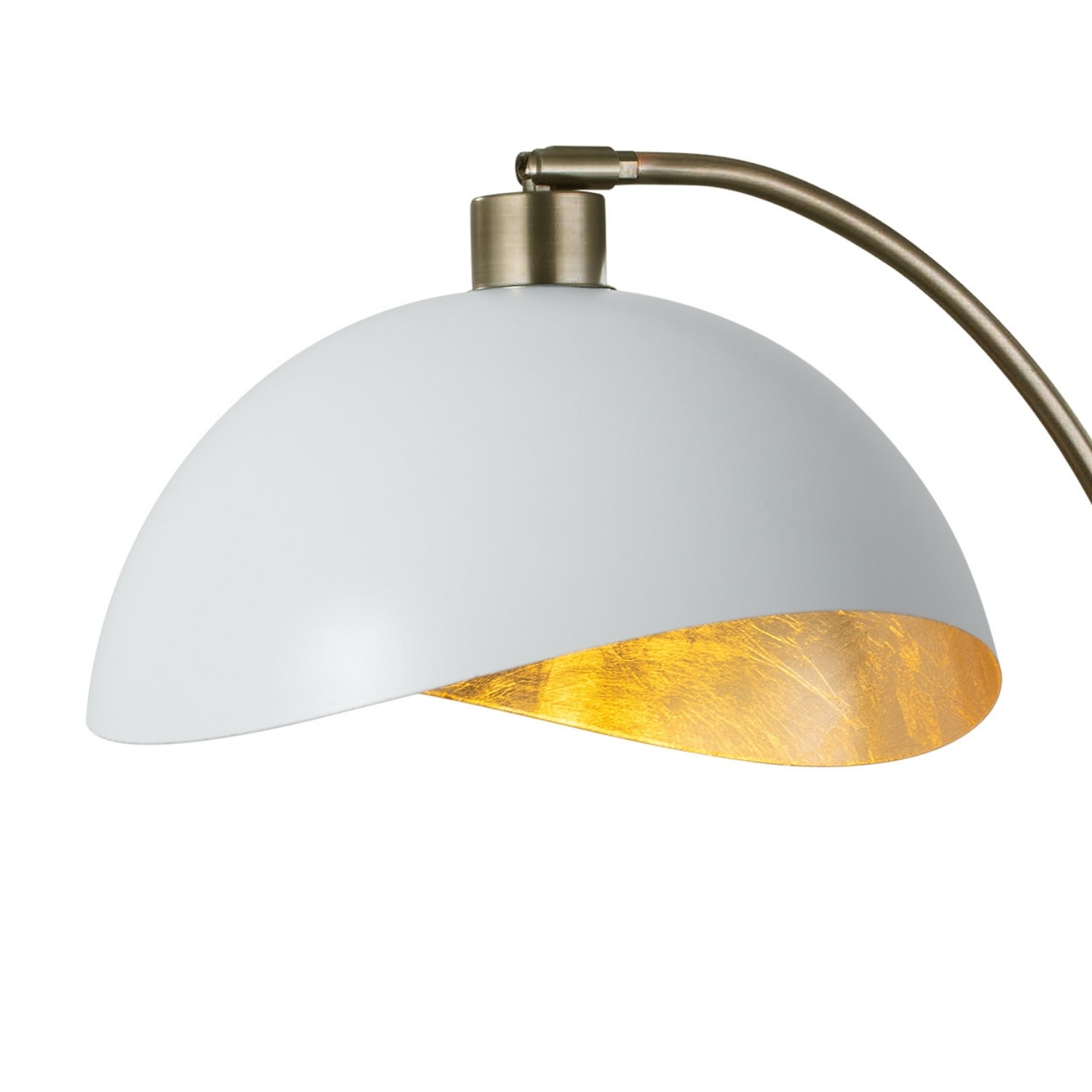 Luna Bella Weathered Brass Arc Desk Lamp with Matte Black Steel