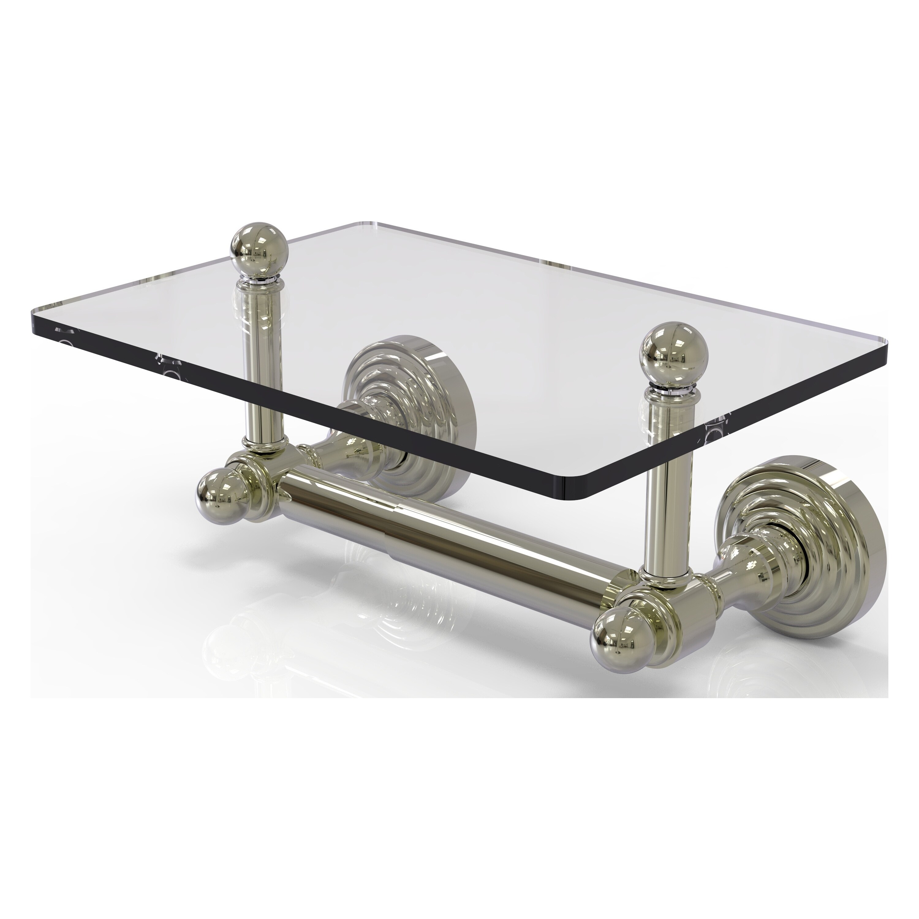 Allied Brass WP-GLT-24-PNI Waverly Place Polished Nickel Wall mount Double post Toilet Paper Holder 1 -Rolls with Storage