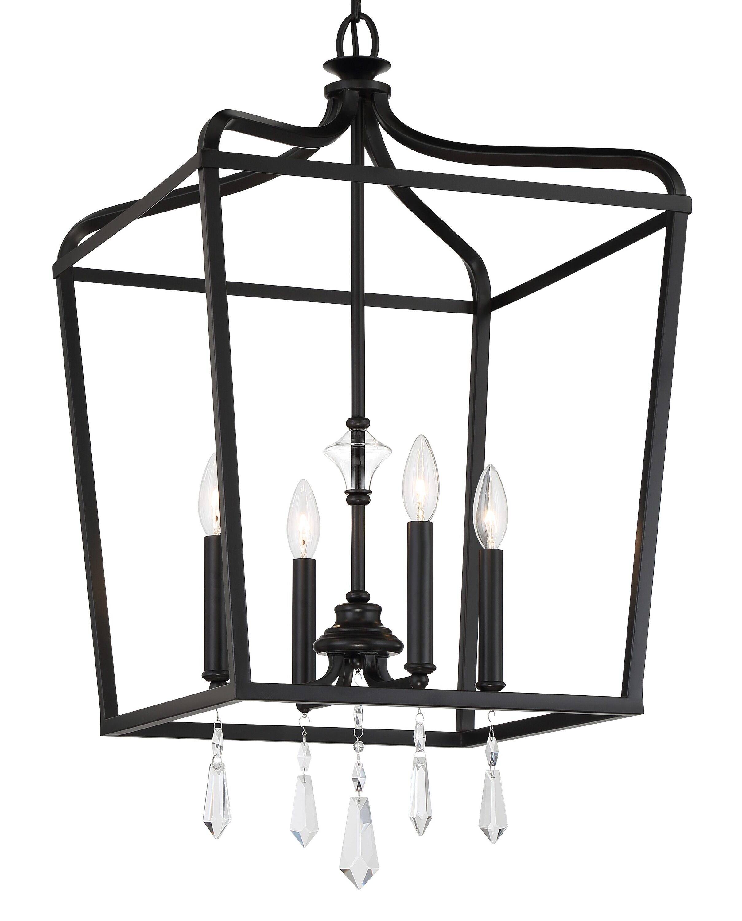 Laurel Estate Coal Finish 4-Light Clear Glass Lantern Chandelier