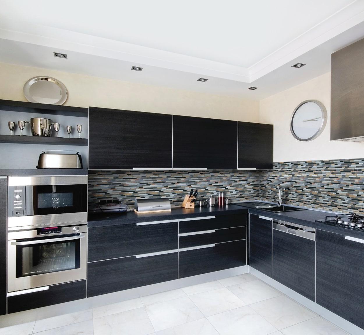 Graphite 12-in x 12-in Multi-finish Glass Linear Stone Look Wall Tile (0.99-sq. ft/ Piece)