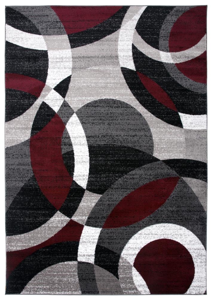 World Rug Gallery 105RED10X14 Florence 10 x 14 (ft) Loomed Polypropylene Red Rectangular Indoor Abstract Mid-Century Modern Area rug