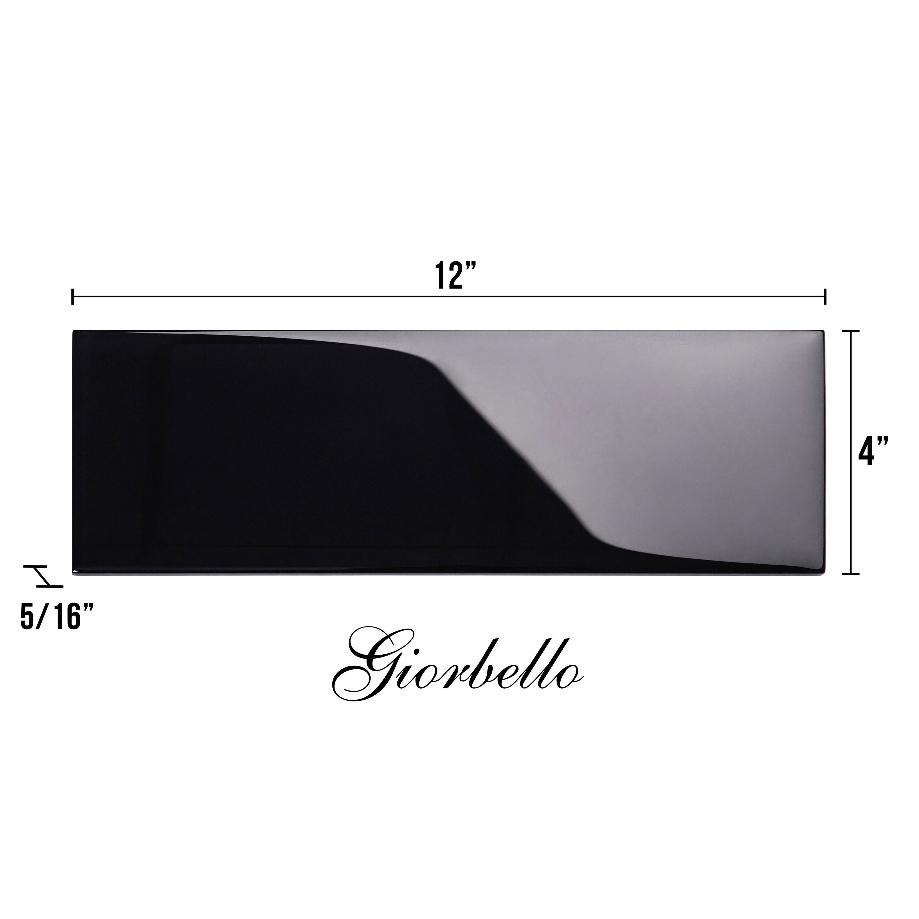 Black Glossy Glass Subway Wall Tile for Kitchen and Bathroom