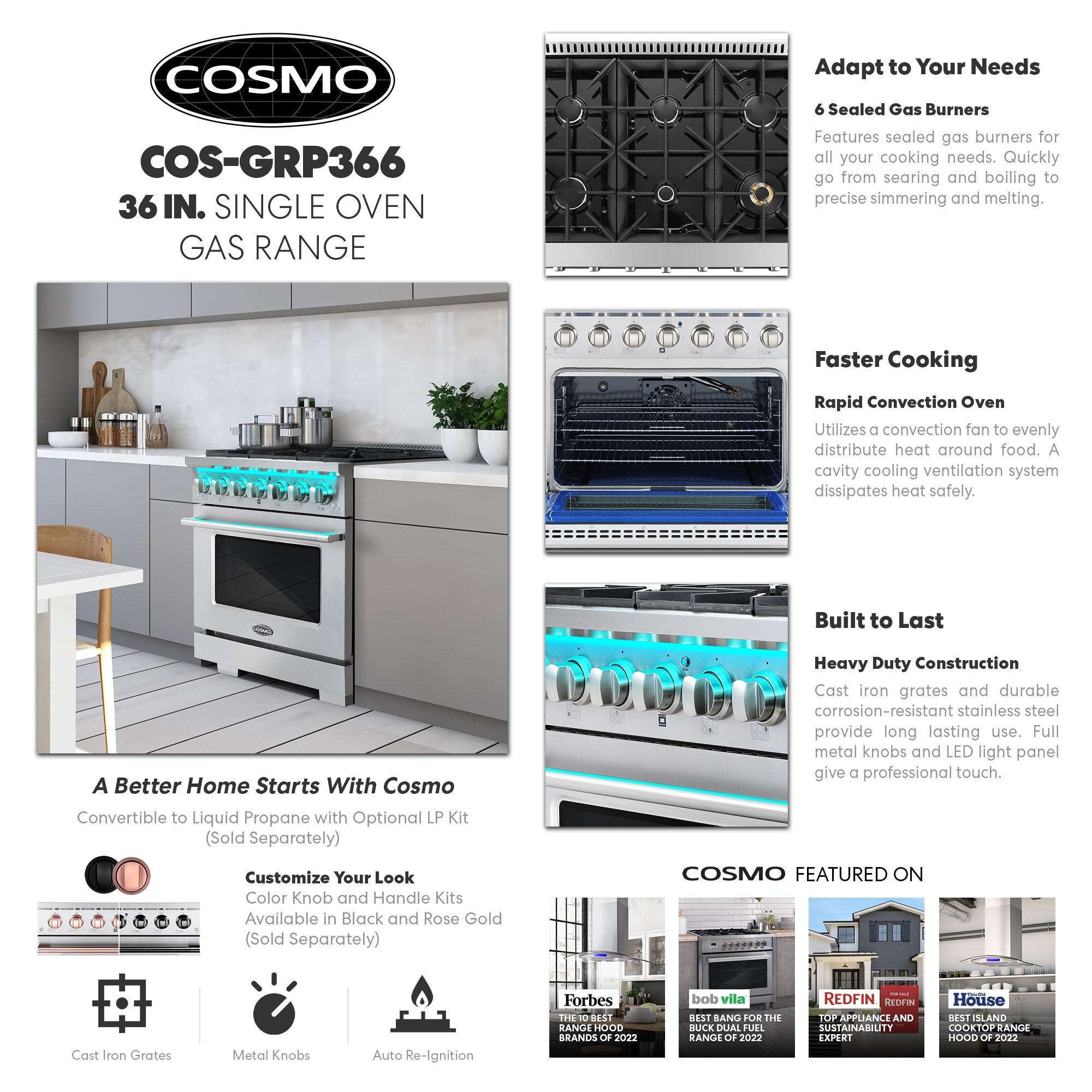 Cosmo COS-GRP366 Freestanding-Gas-Ranges - View #3