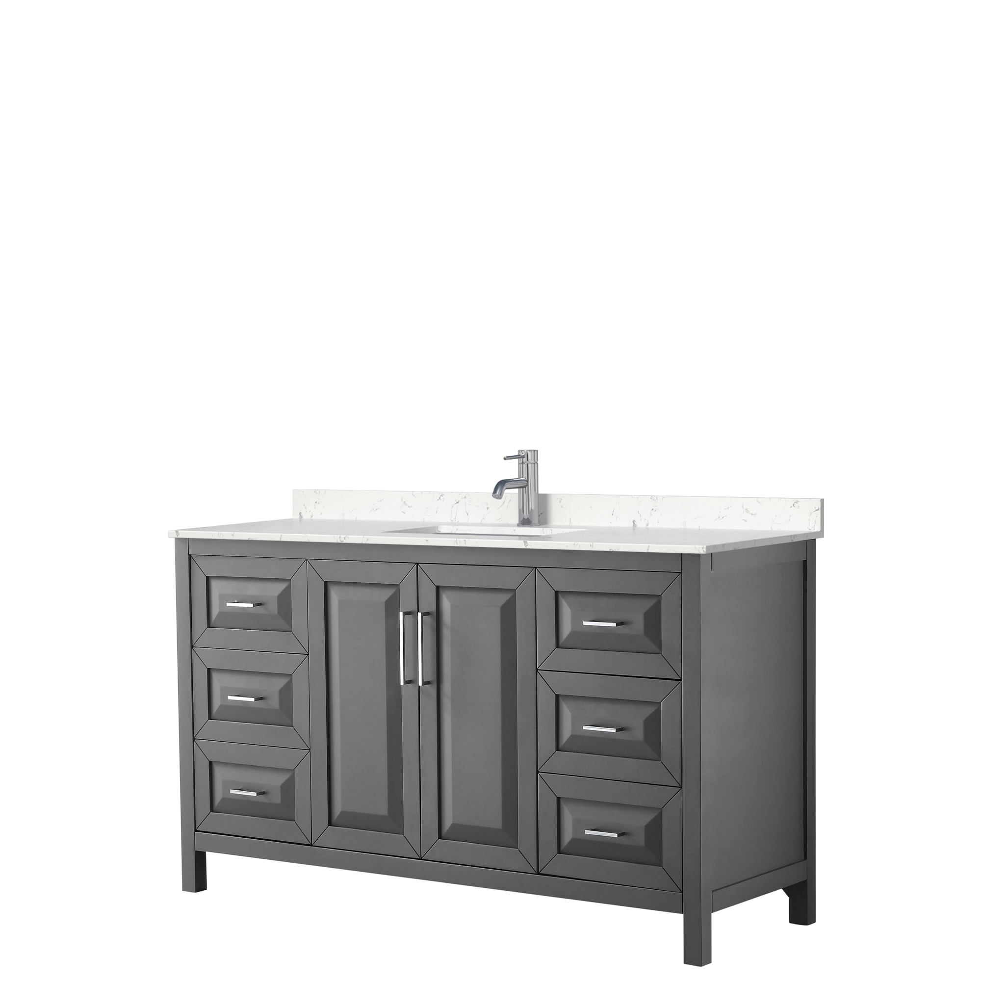 Wyndham Collection WCV252560SKGC2UNSMXX Daria 60-in Dark Gray with Polished Chrome Trim Undermount Single sink Bathroom Vanity with Carrara Cultured Marble Cultured marble Top