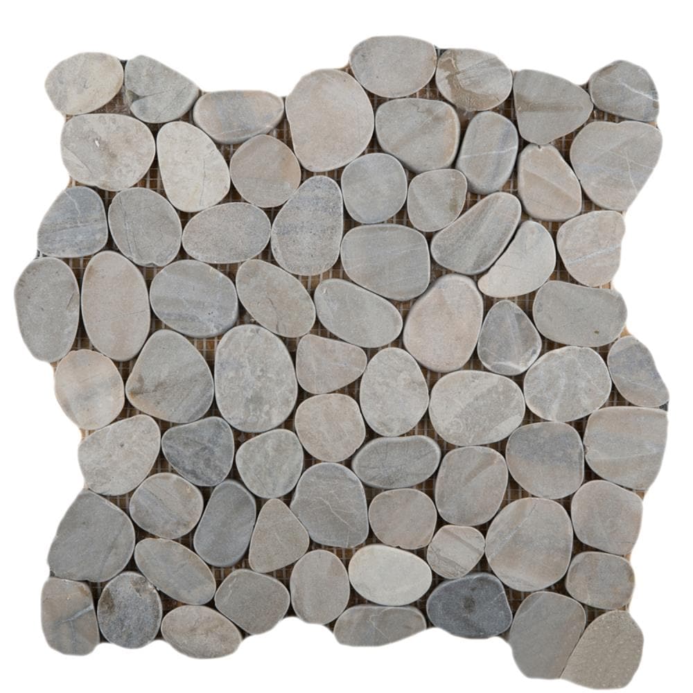 Emser M18VENESI1212MF Flat Venetian Pebble 11-Pack Silver Natural Stone Border Tile (12-in x 12-in)