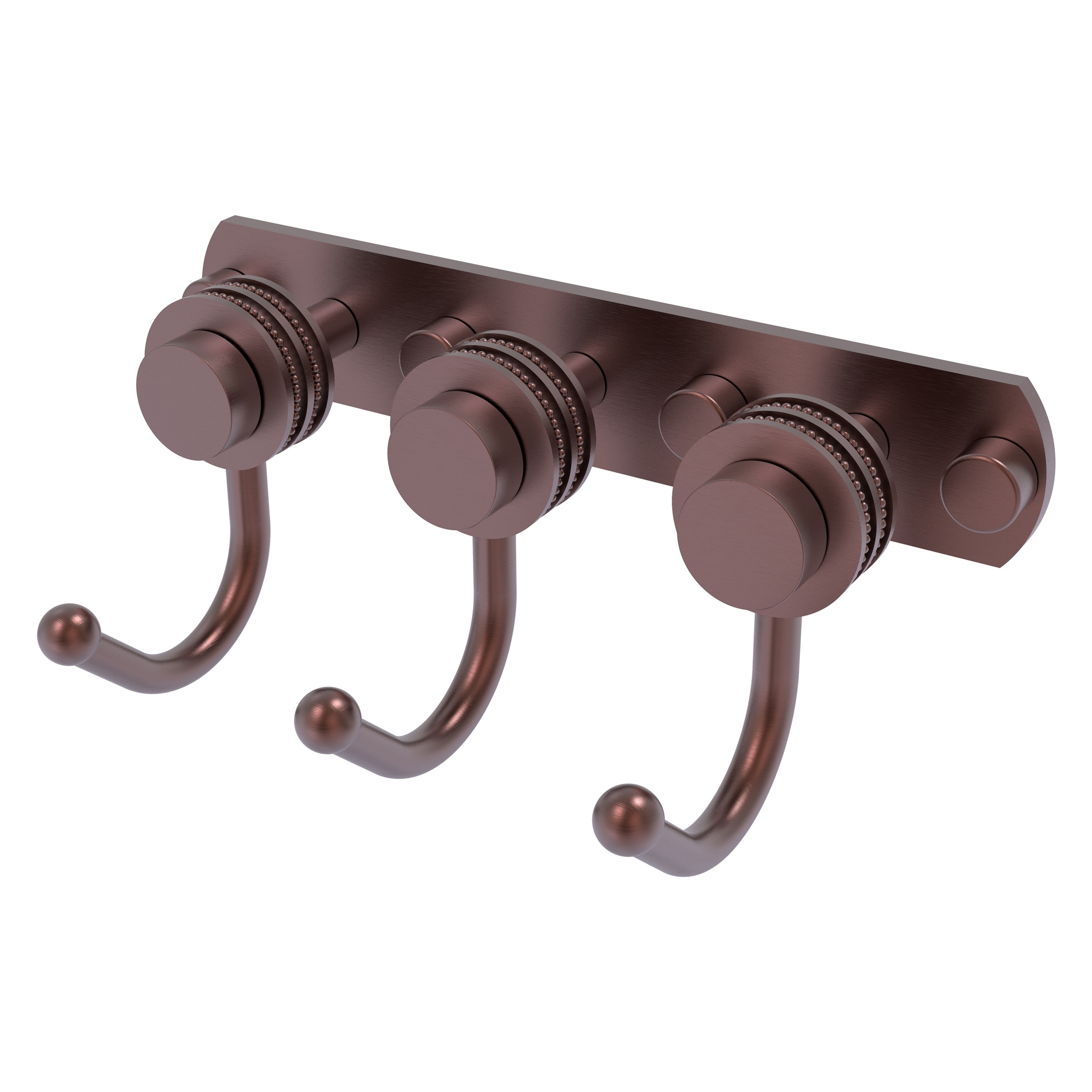 Allied Brass 920D-3-CA Mercury Antique Copper Triple -Hook Wall mount Towel Hook