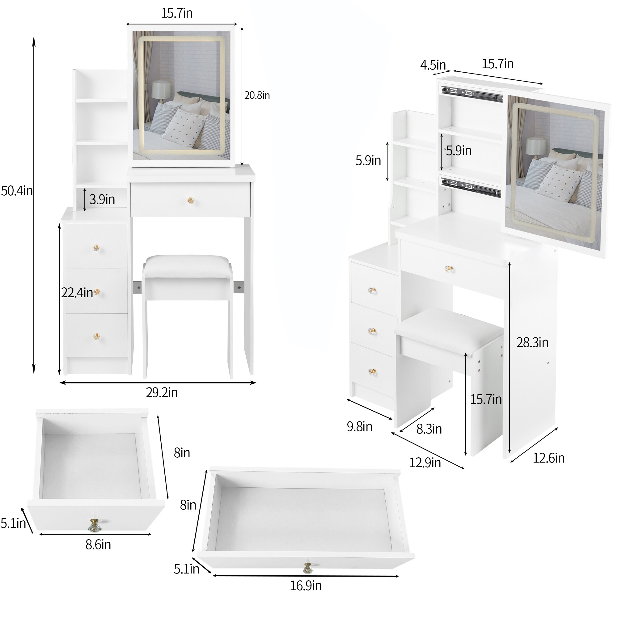 LUXEYARD DS-M-BAC03520 Bedroom-Vanities - View #3
