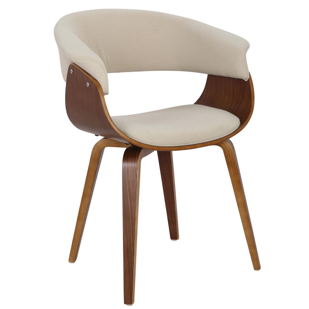 LumiSource CH-VMONL WL+CR Vintage Mod Midcentury Walnut, Cream Accent Chair