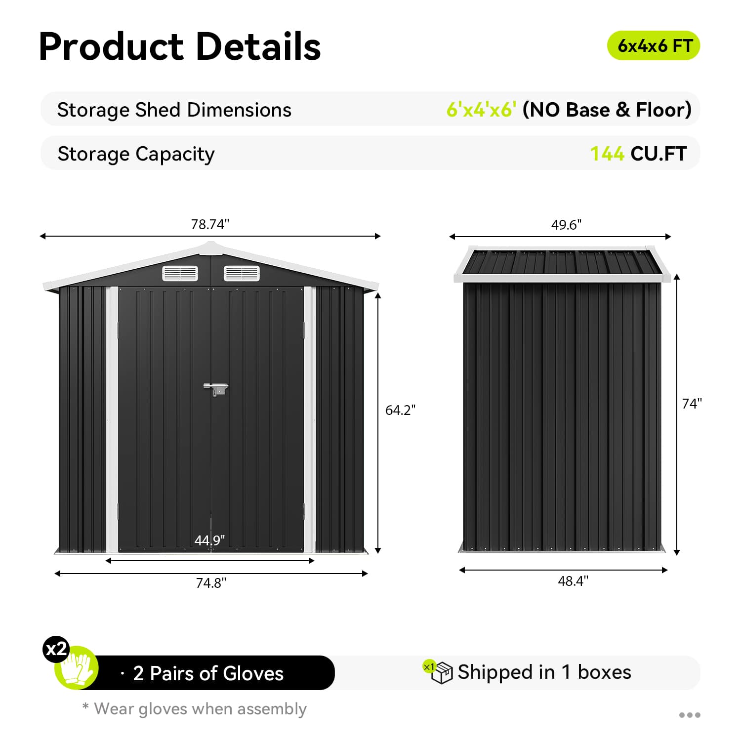 Sunmthink LS-ST-G37009-0604BK Metal-Storage-Buildings-Sheds - View #3