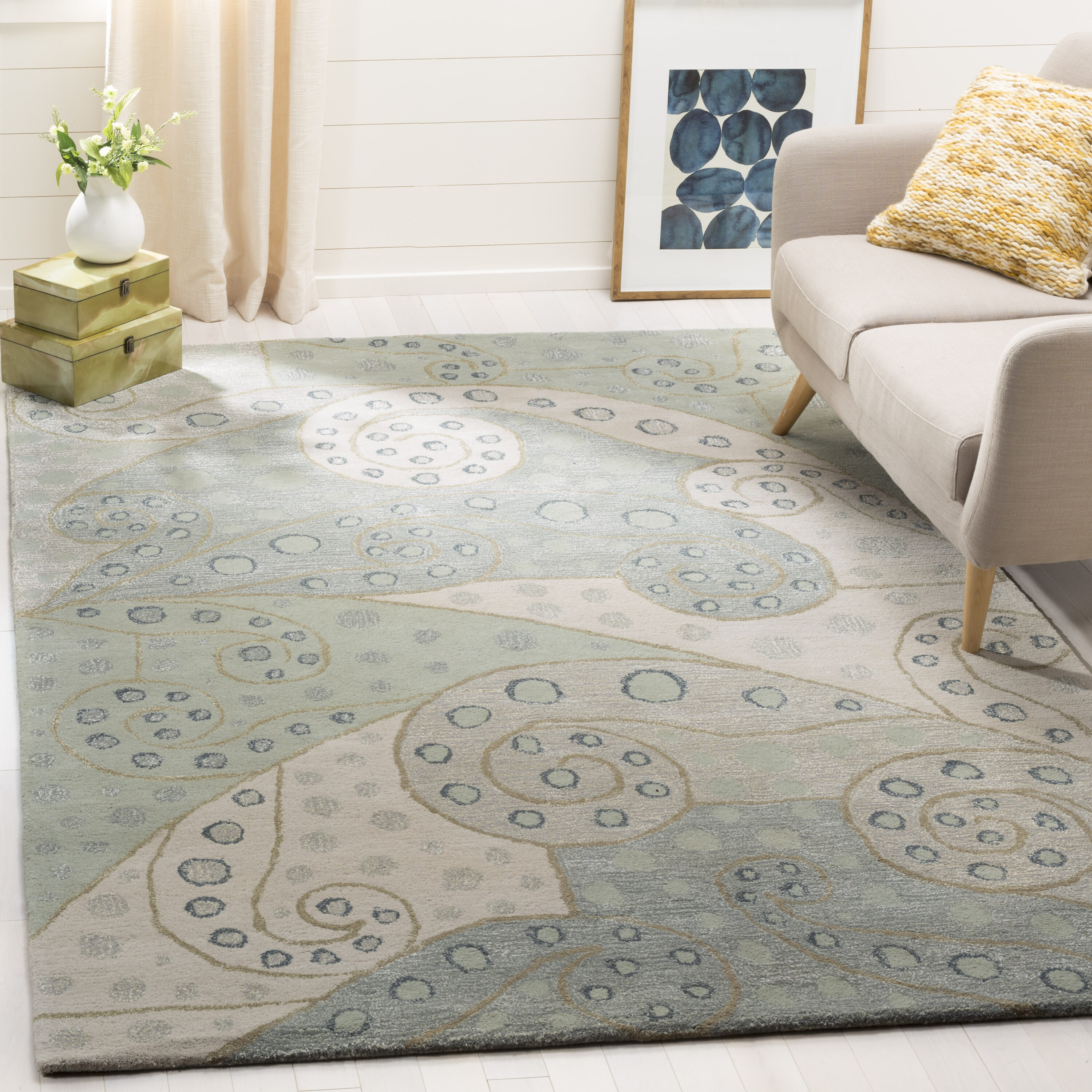 Bella Sage and Multicolor Hand-Tufted Wool Area Rug