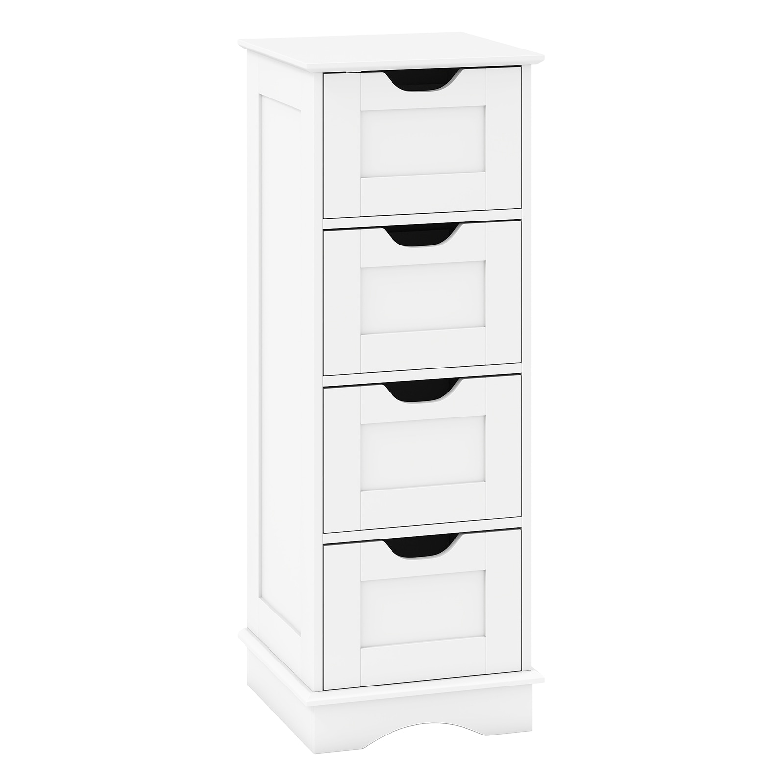 SUGIFT Slim Bathroom Storage Cabinet 32-in Tall with 4 Drawers Cutout Handles Anti-Tip Kit Floor Cabinet White #ZMLW014SUGHY1038