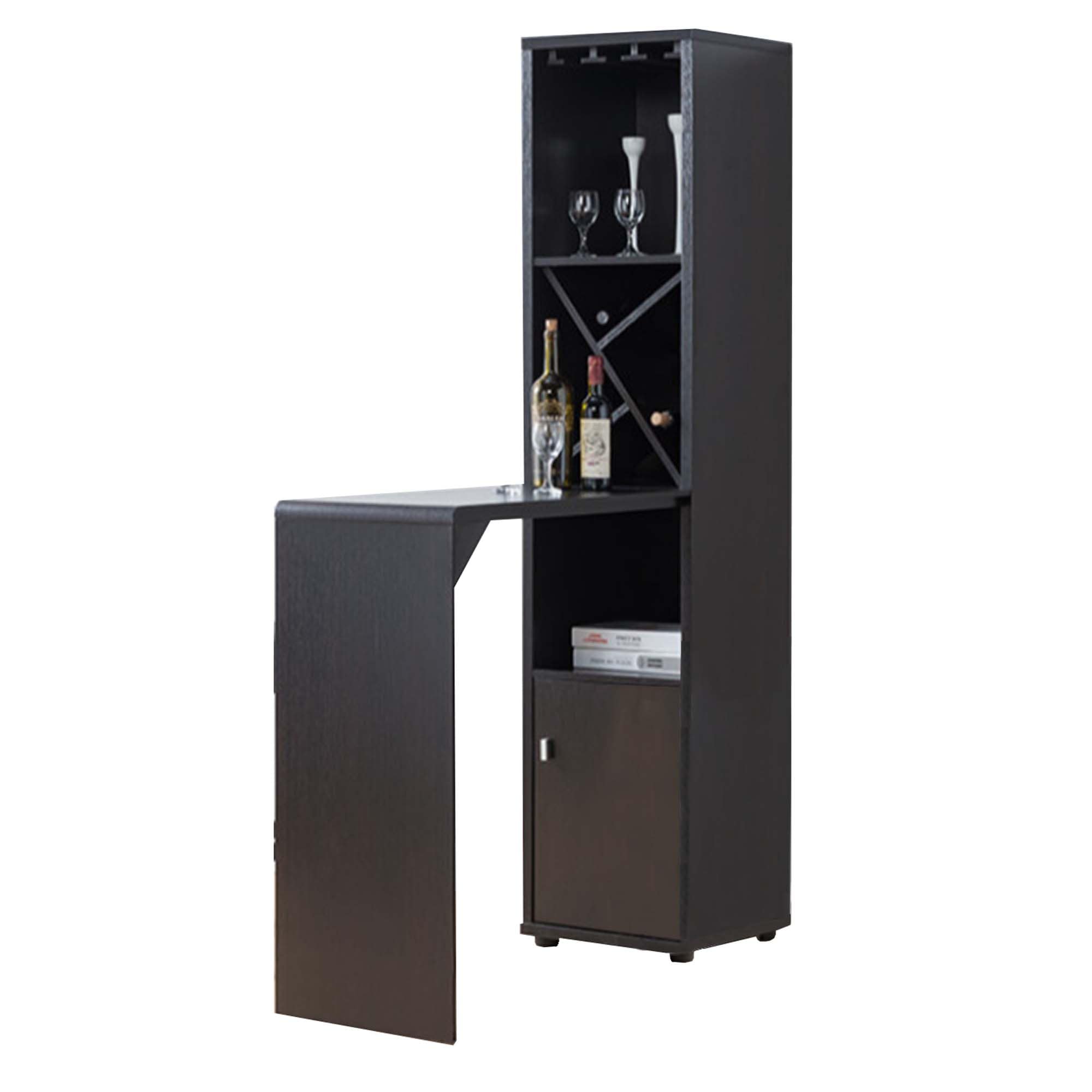 Benzara BM200684 4-Bottle Brown Wood Stackable Wine Cabinet
