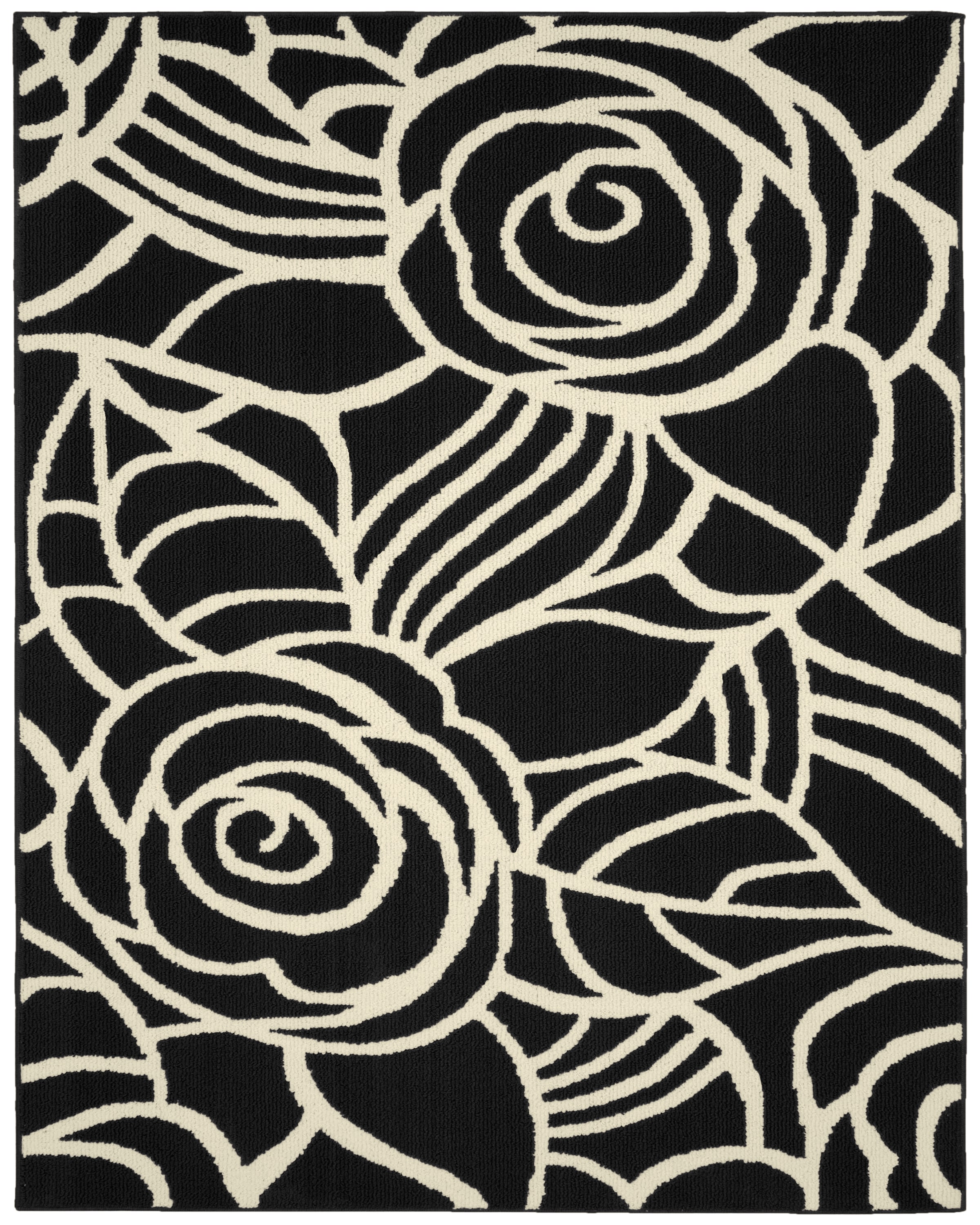 Garland Rug LL340A096120E1 Rhapsody 8 x 10 (ft) Tufted Polypropylene Black/Ivory Rectangular Indoor Floral/Botanical French Country Area rug