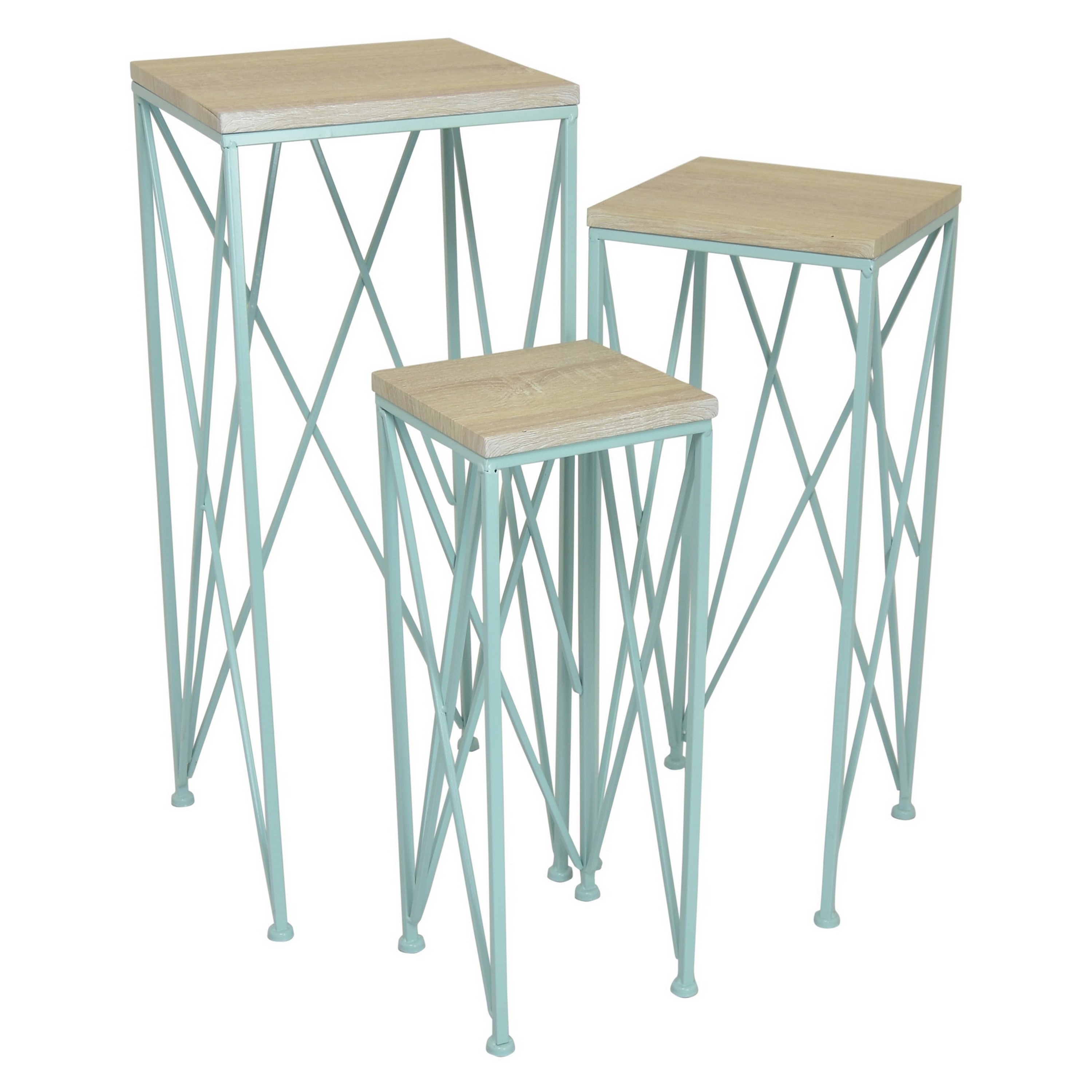 Tinyhomie Mito 3pc Nesting Plant Stand Table Brown Wood Top X Cross ...