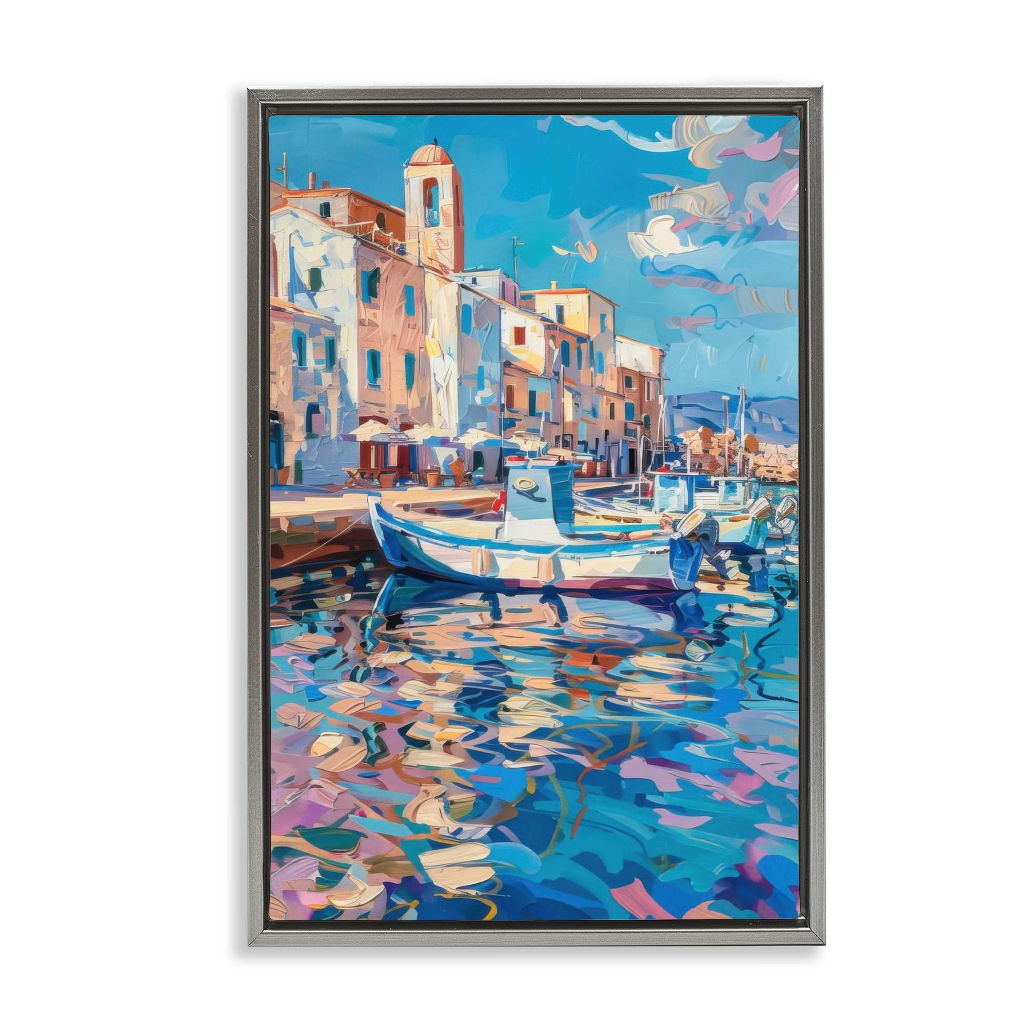 Stupell Industries BT-715-FFL-16X24 Coastal City Harbor Floating Frame design by LSR Design Studio