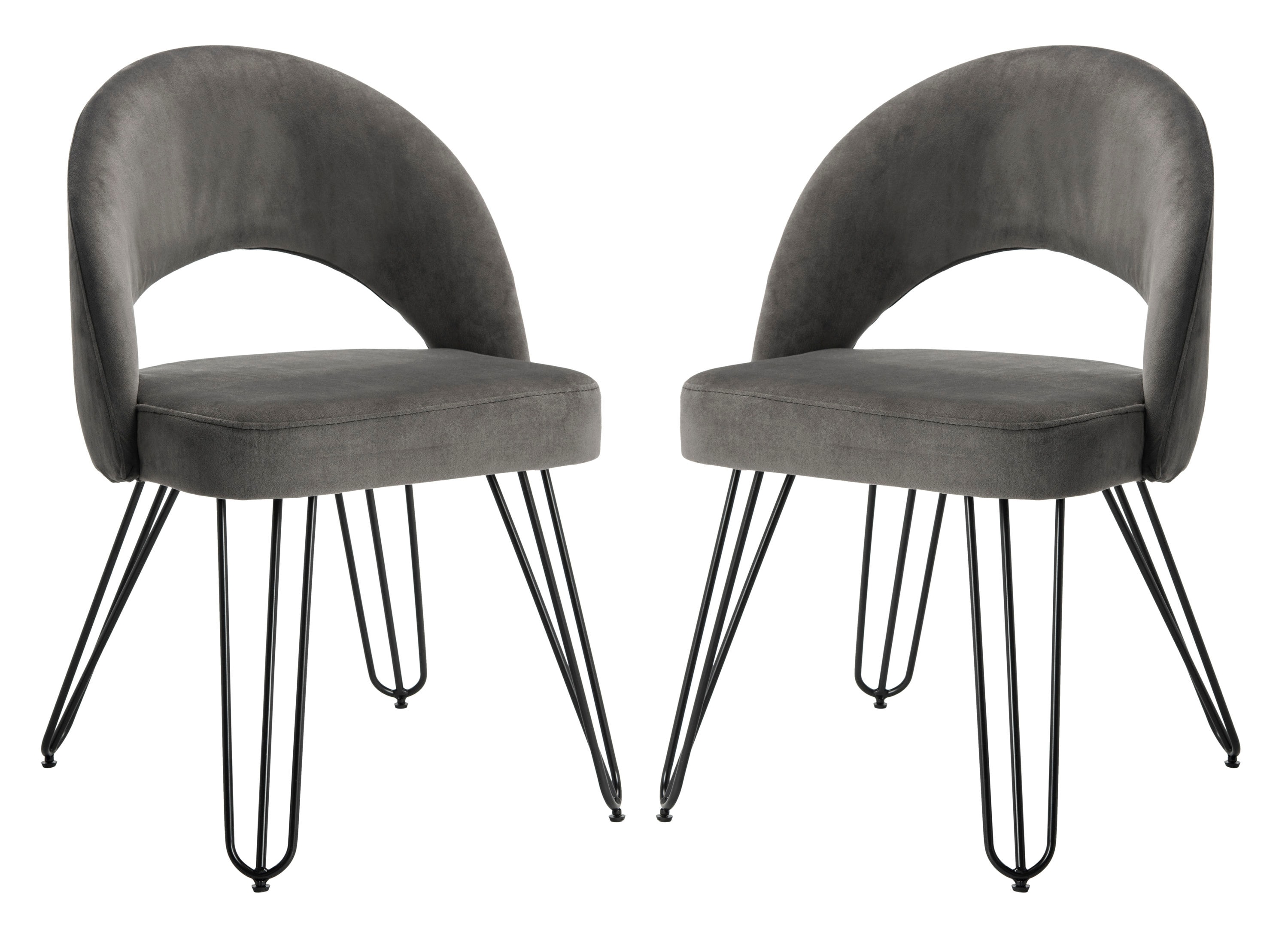 Safavieh FOX6296B-SET2 Set of 2 Jora Contemporary/Modern Polyester/Polyester Blend Upholstered Side Chair (Metal Frame)