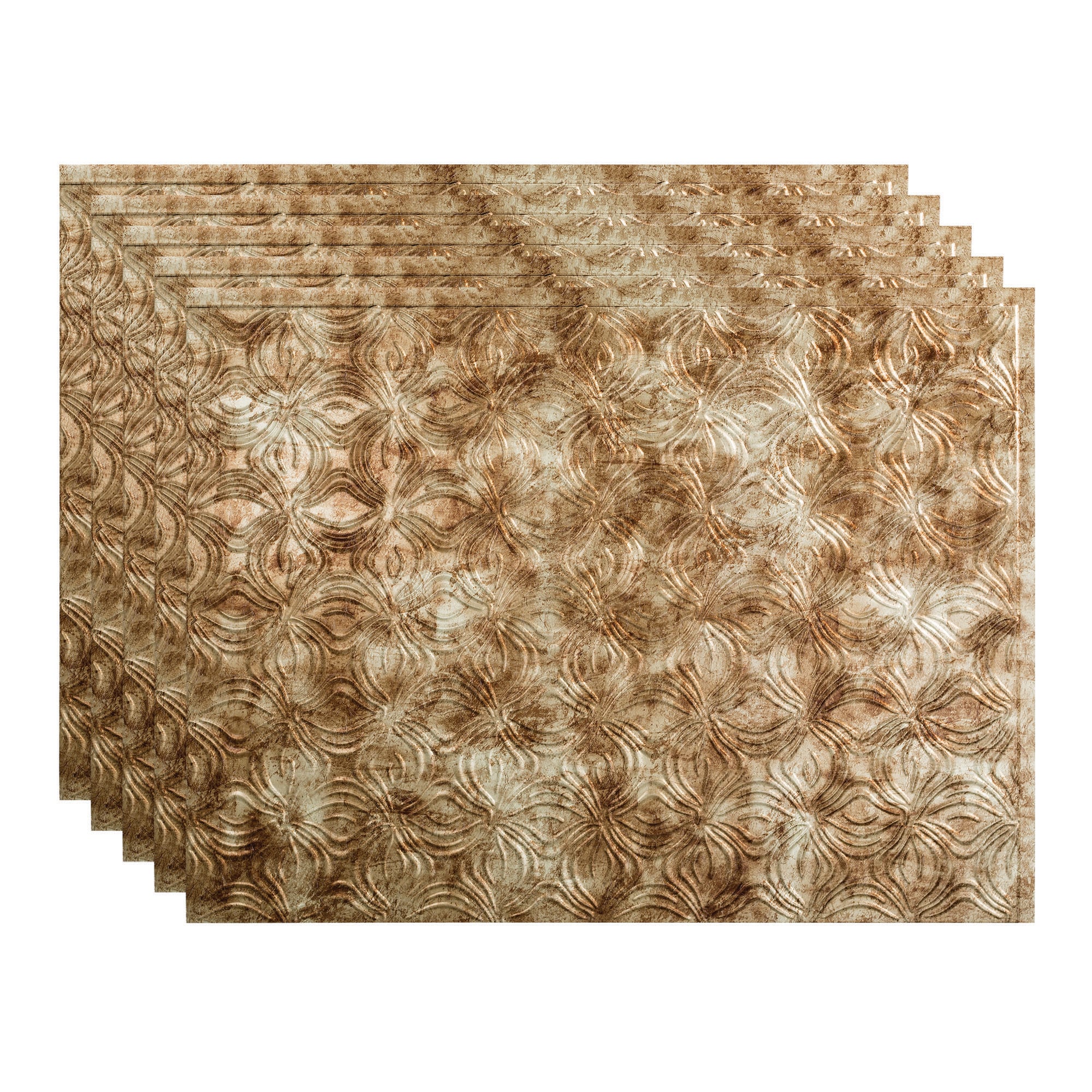 Fasade PB6317 Lotus 18.25-in x 24.25-in Vinyl Bermuda Bronze Backsplash Panels 5.0 -Pack
