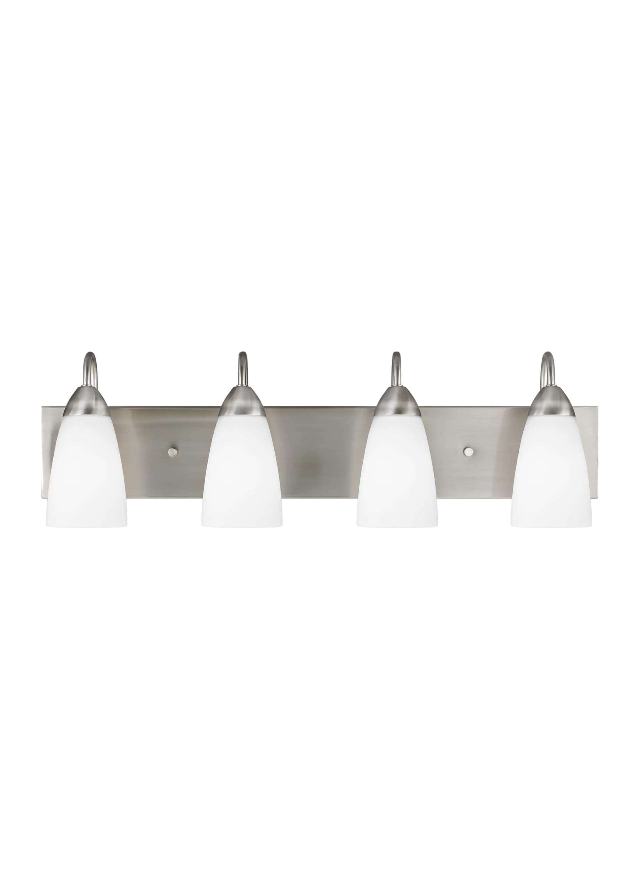 Seville Brushed Nickel 4-Light LED Vanity with Etched Glass Shades