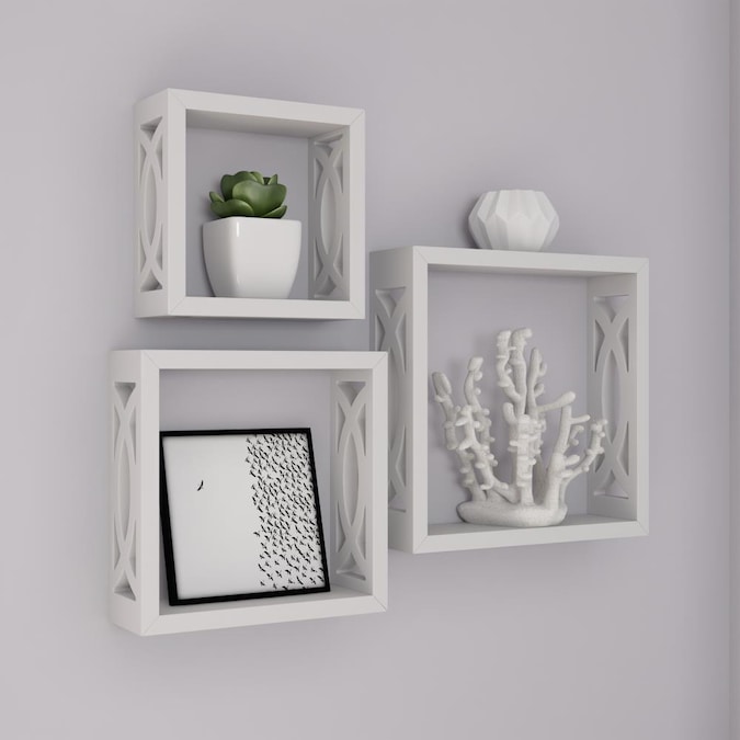 Hastings Home White 12 In L X D Wood Shelf Kit The Wall Mounted Shelving Department At Com - Cube Wall Shelf White
