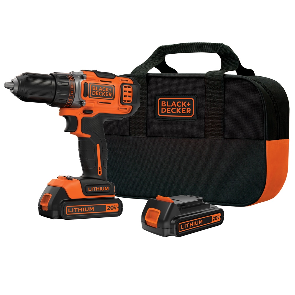 BLACK+DECKER 20-volt Max 1/2-in Drill (2-Batteries Included, Charger  Included and Soft Bag included) in the Drills department at
