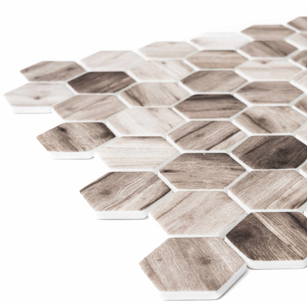 Honeycomb Beige Recycled Glass Mosaic Wall Tile Sheet