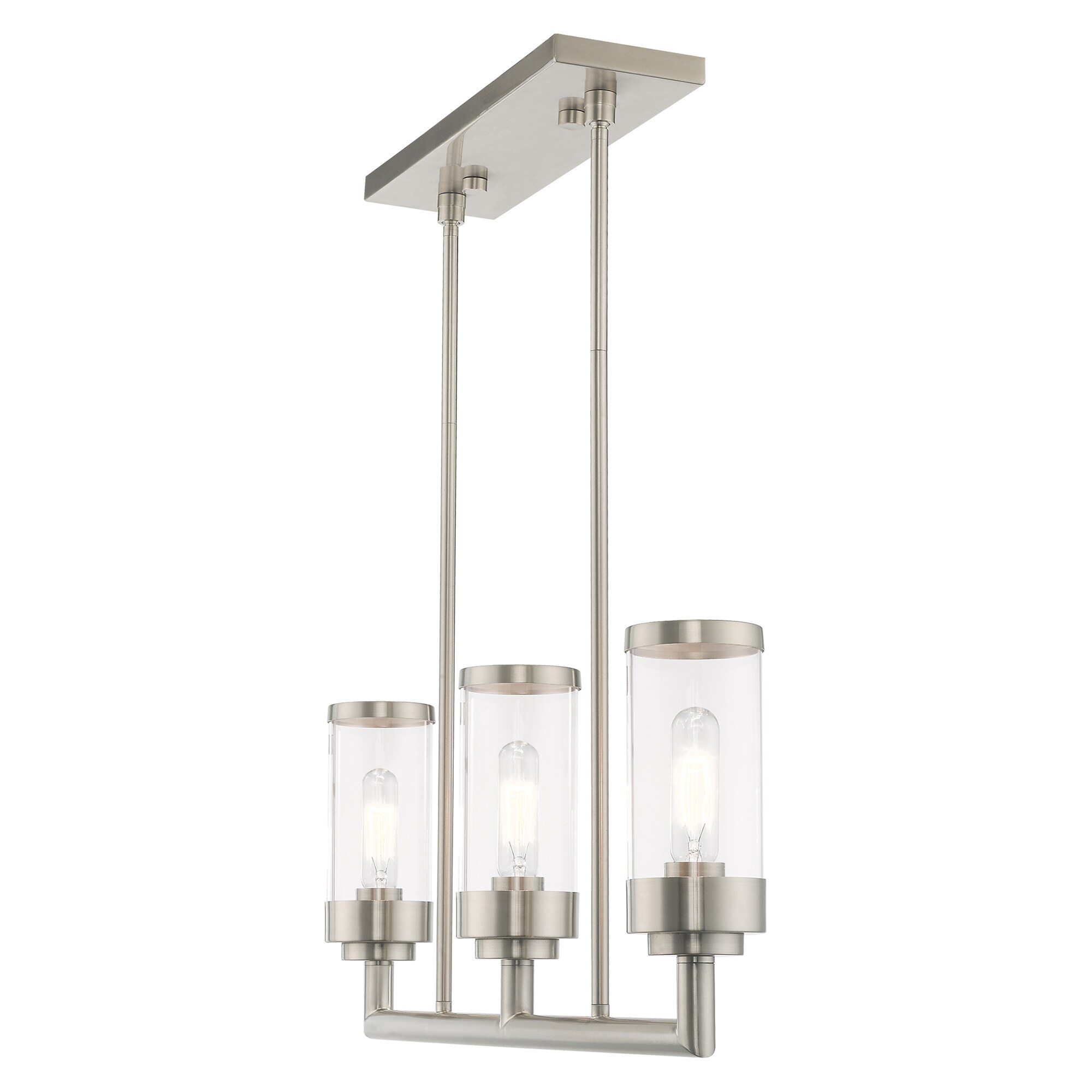 Hillcrest Brushed Nickel Linear Chandelier with Clear Glass Shades