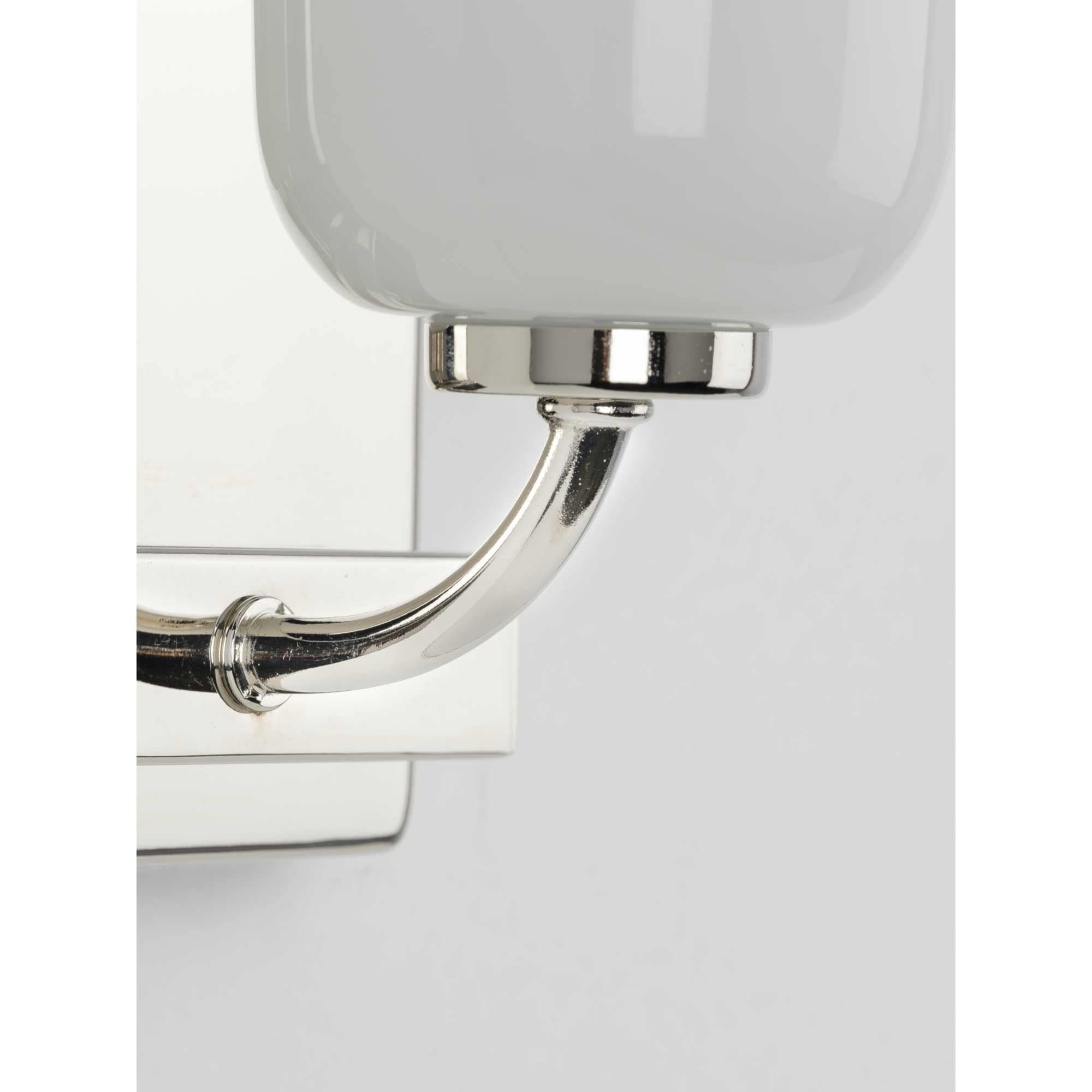 Classic Polished Nickel Bath Light with White Opal Glass Shade