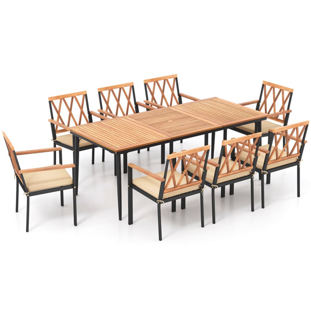 Clihome CNBL-09BLKPGY 9 -Piece Patio Conversation Set Cushions