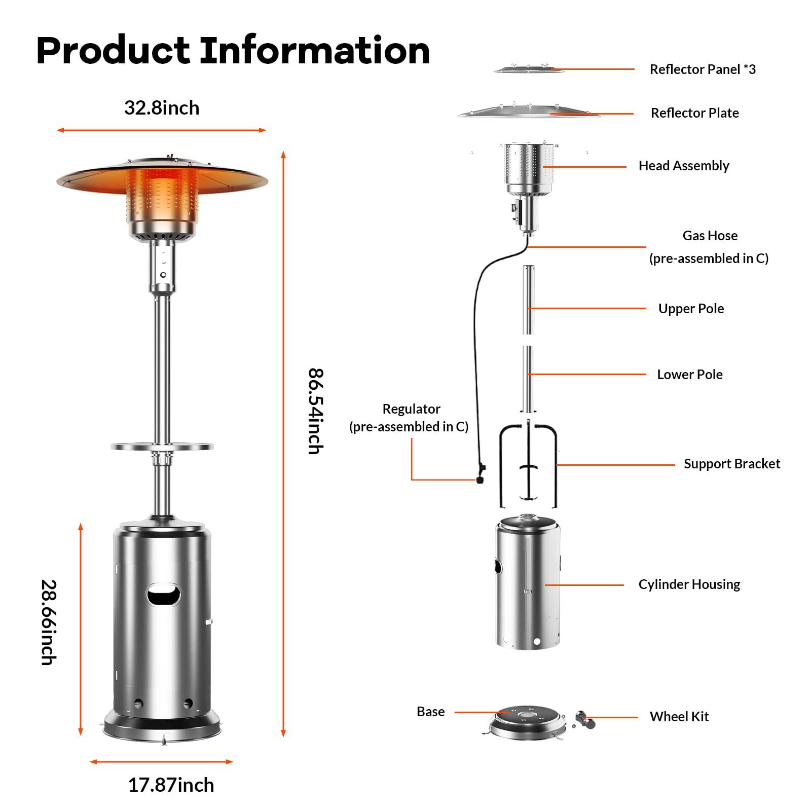 Der Rose LMXPHO-0ZEC-09106L5Z Outdoor-Gas-Patio-Heaters - View #4