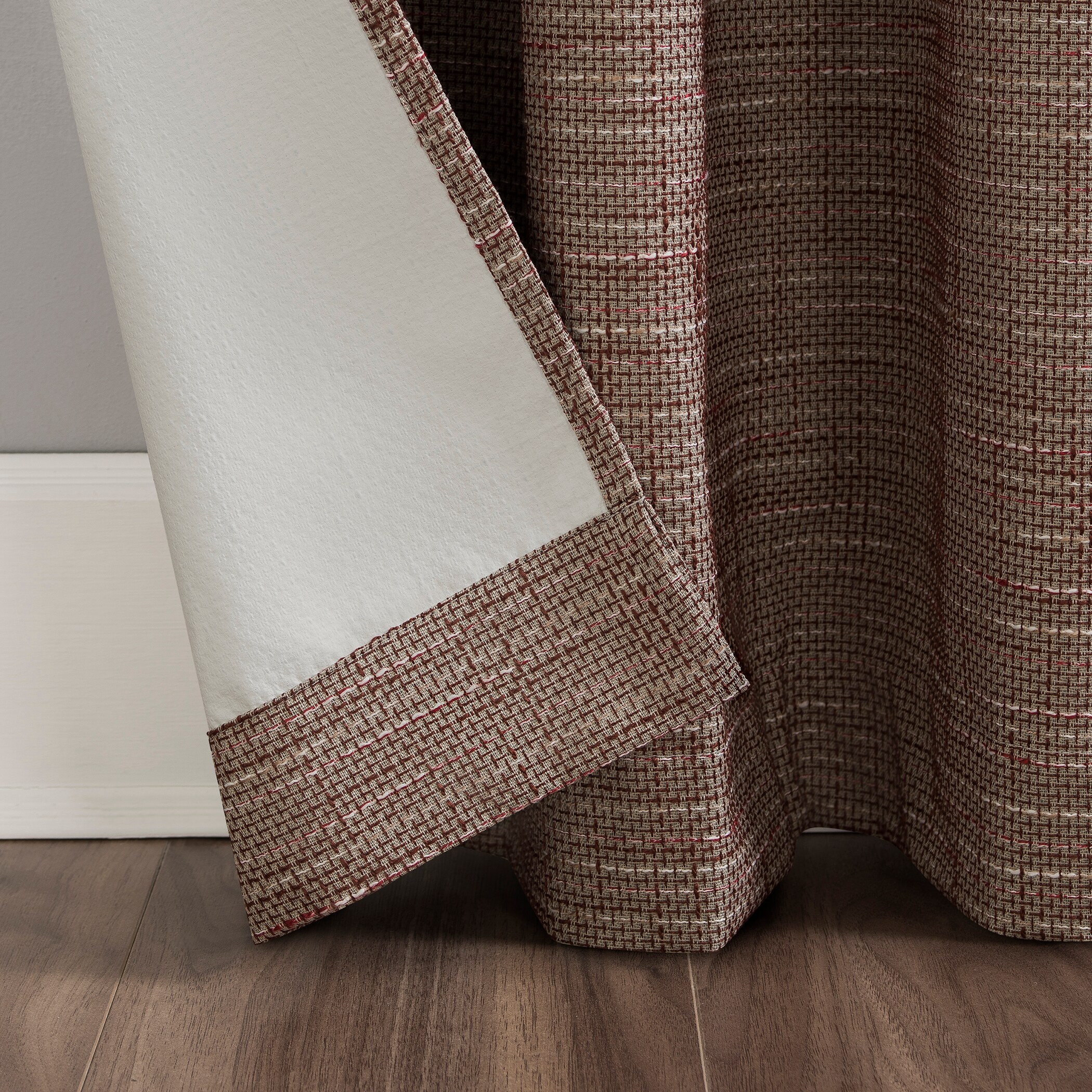 Russet Linen Burlap Weave Thermal Blackout Curtain Panel 52" x 84"
