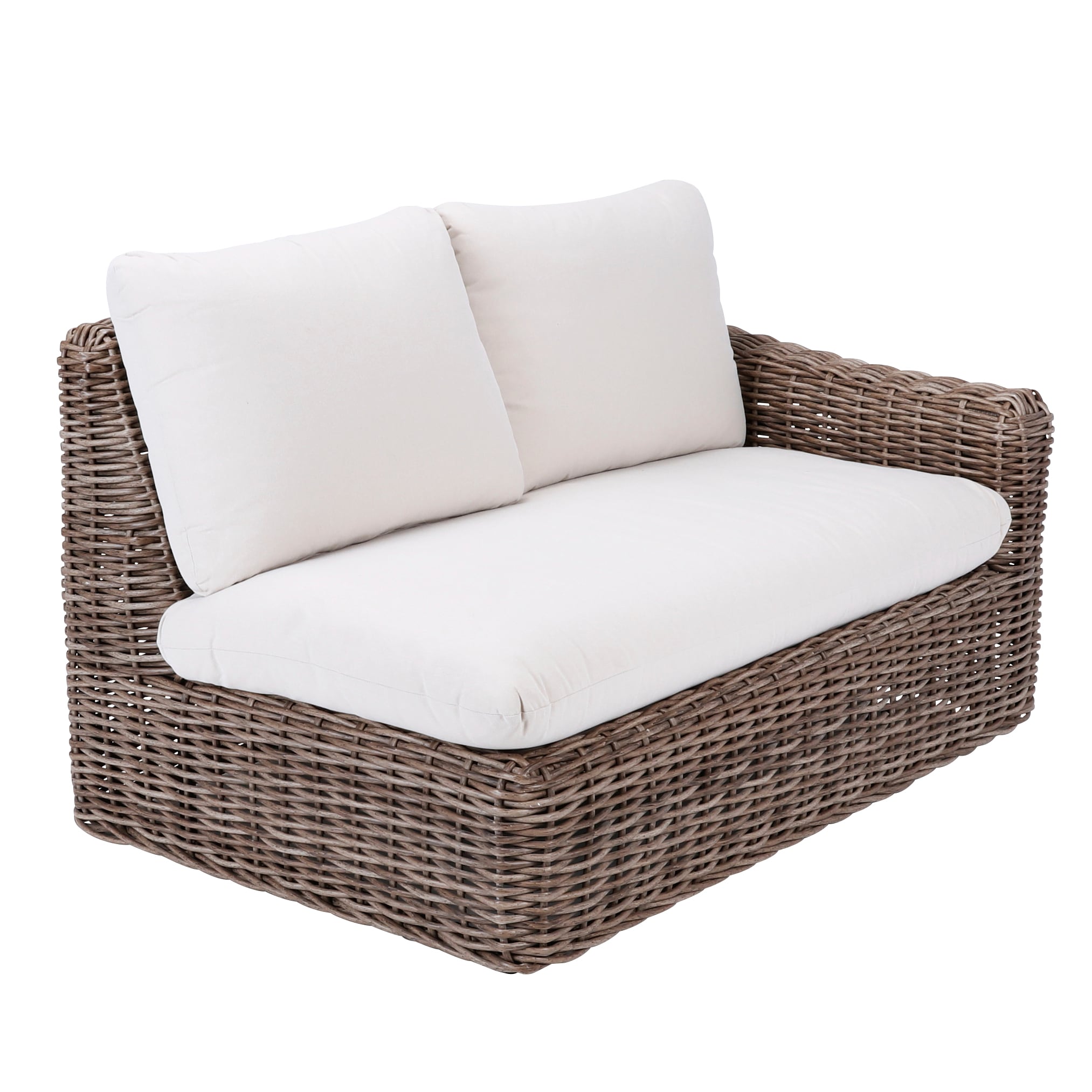 allen + roth Maitland Wicker Outdoor Sectional with Cream Cushions and ...