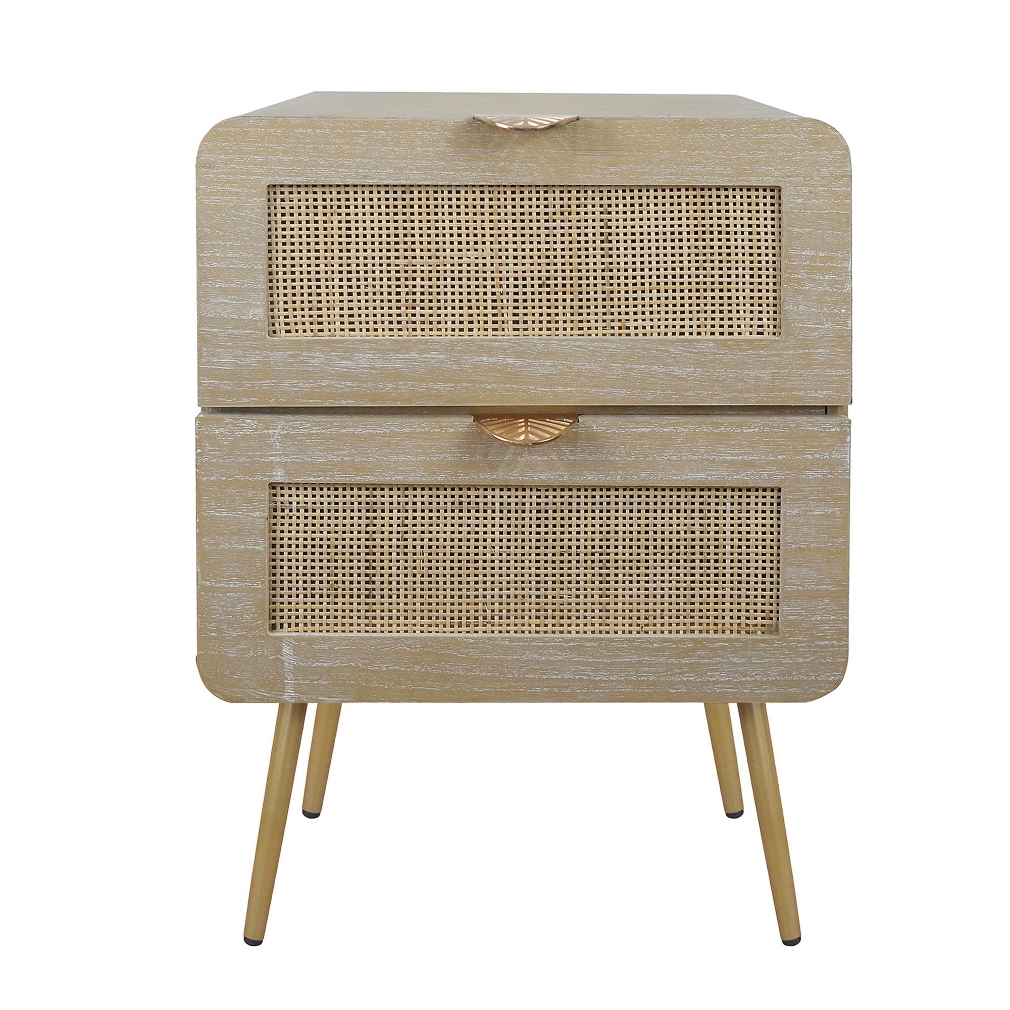 Yiekholo 2 Drawers Nightstand with Rattan Panel, Natura in the Nightstands  department at 