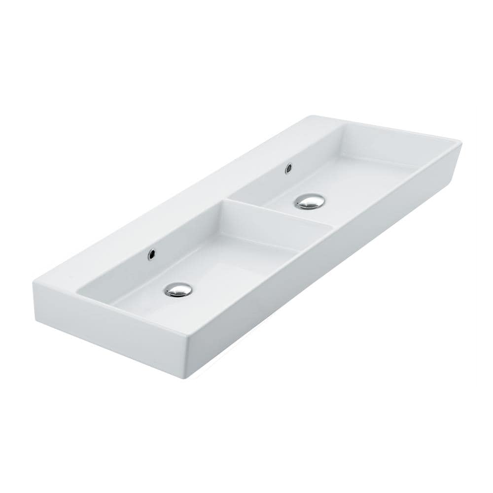 WS Bath Collections UNLIMITED 120.00 Unlimited Ceramic Wall-mount Rectangular Modern White Bathroom Sink ( 47.2-Inches x 16.7-Inches )