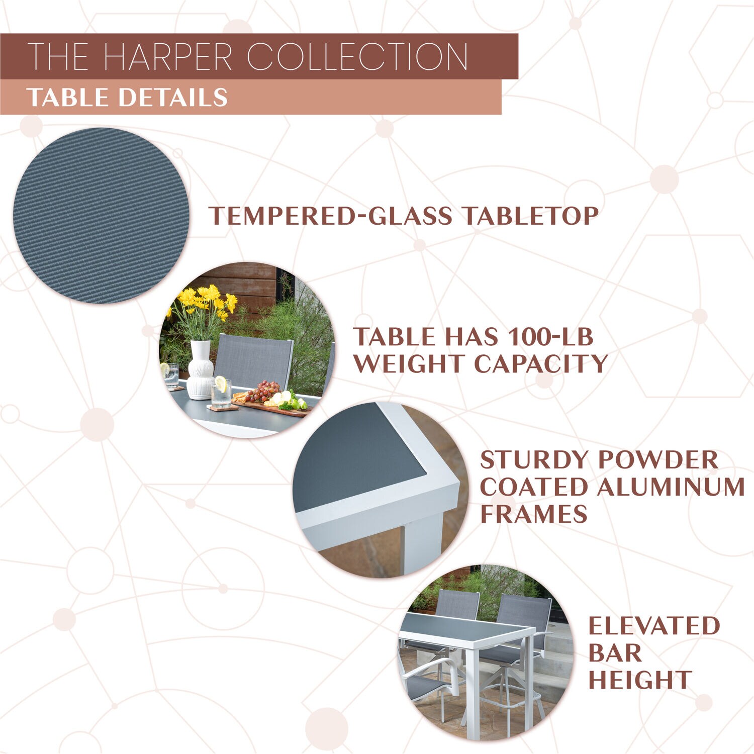 Harper White Aluminum 6-Person Outdoor Dining Set with Sling Chairs