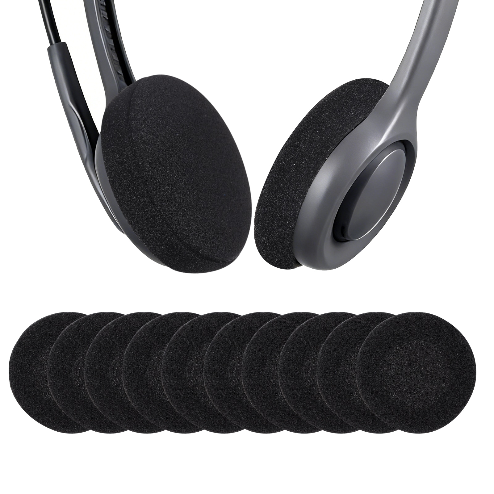Unique Bargains 10 Pcs Foam Ear Pads Replacement Cushions (1.97inch/50mm) - Universal High Density Soft Headphone Sponge Covers for Music/Gaming Fits Most Standard Size Telephone/Headsets #S26082800UX7508