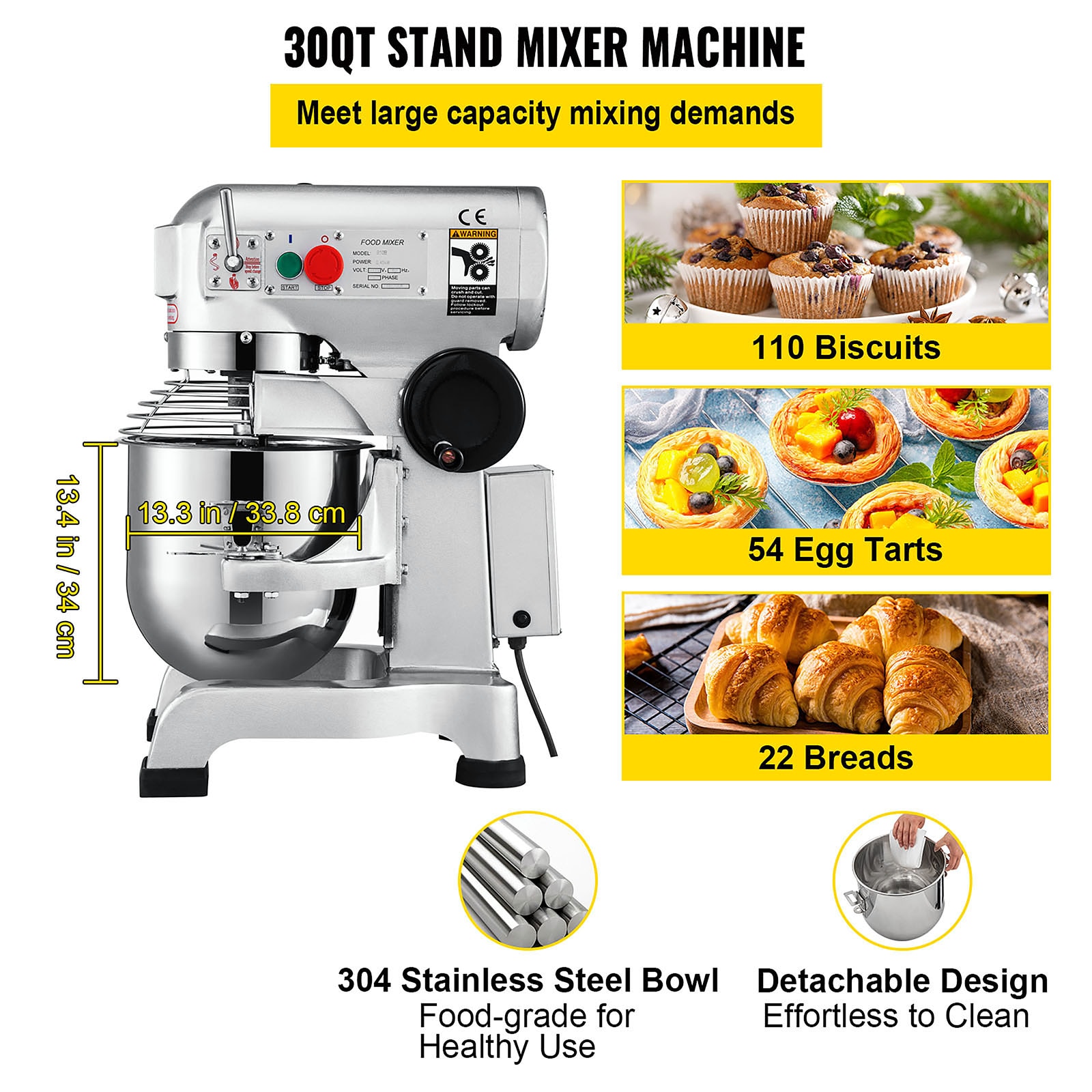 110V Stand Mixer, 660W 10-Speed Mixers Kitchen Electric Stand