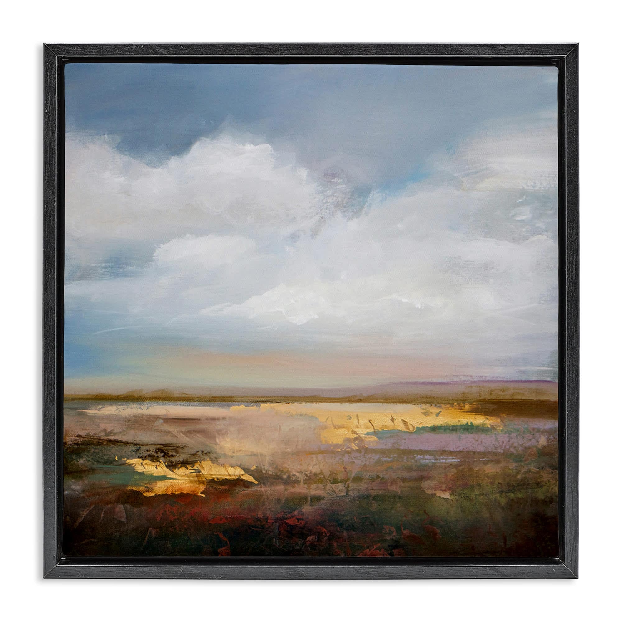 Stupell Industries BS-811-FFB-17X17 Calm Landscape and Clouds Black Framed Floater Canvas Wall Art By Karen Hale 18 x 18