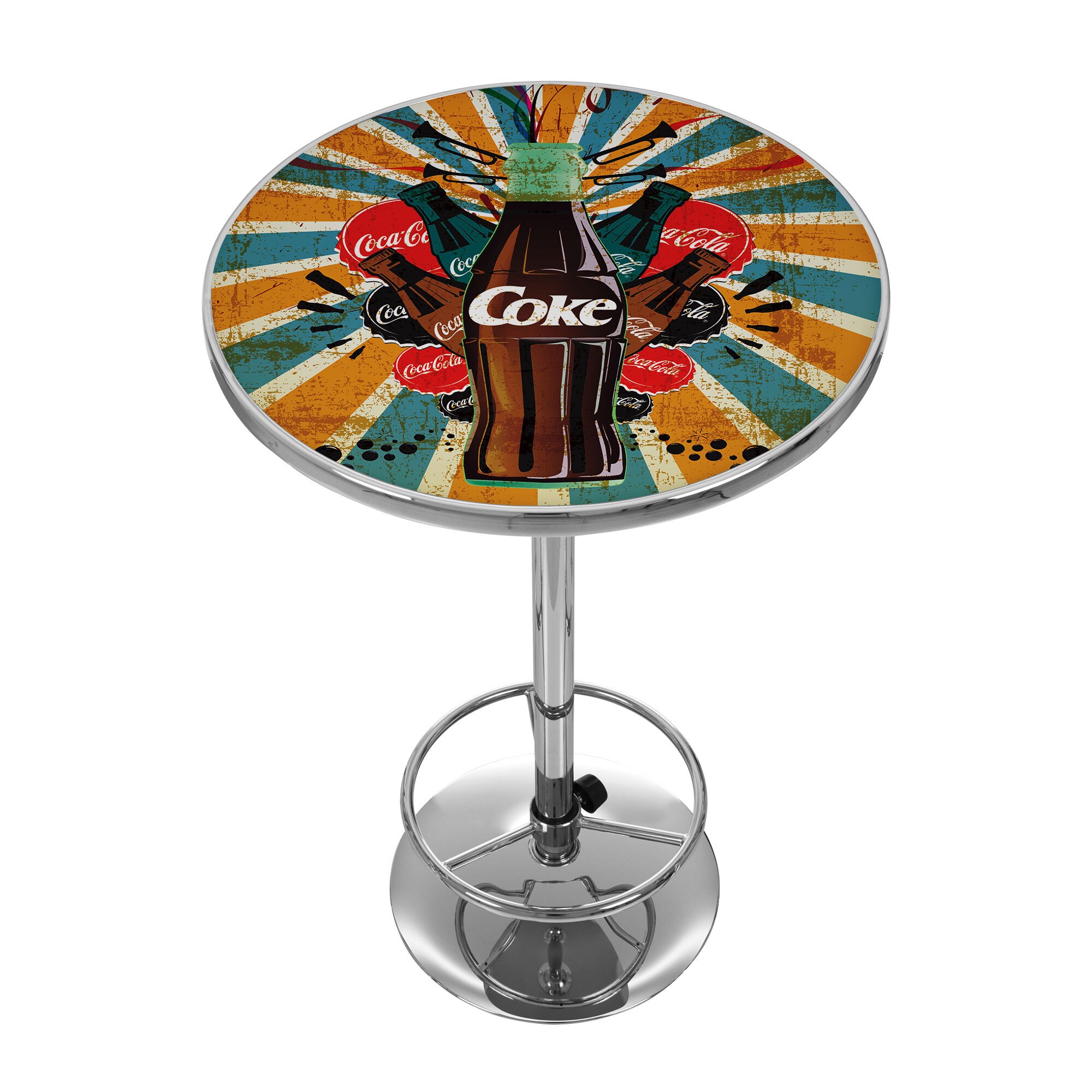 Trademark Gameroom COKE-2000-BZ3 Pub Tables Chrome Round Traditional Bar Table, Composite with Metal Pedestal Base 27.375-in L x 42-in H